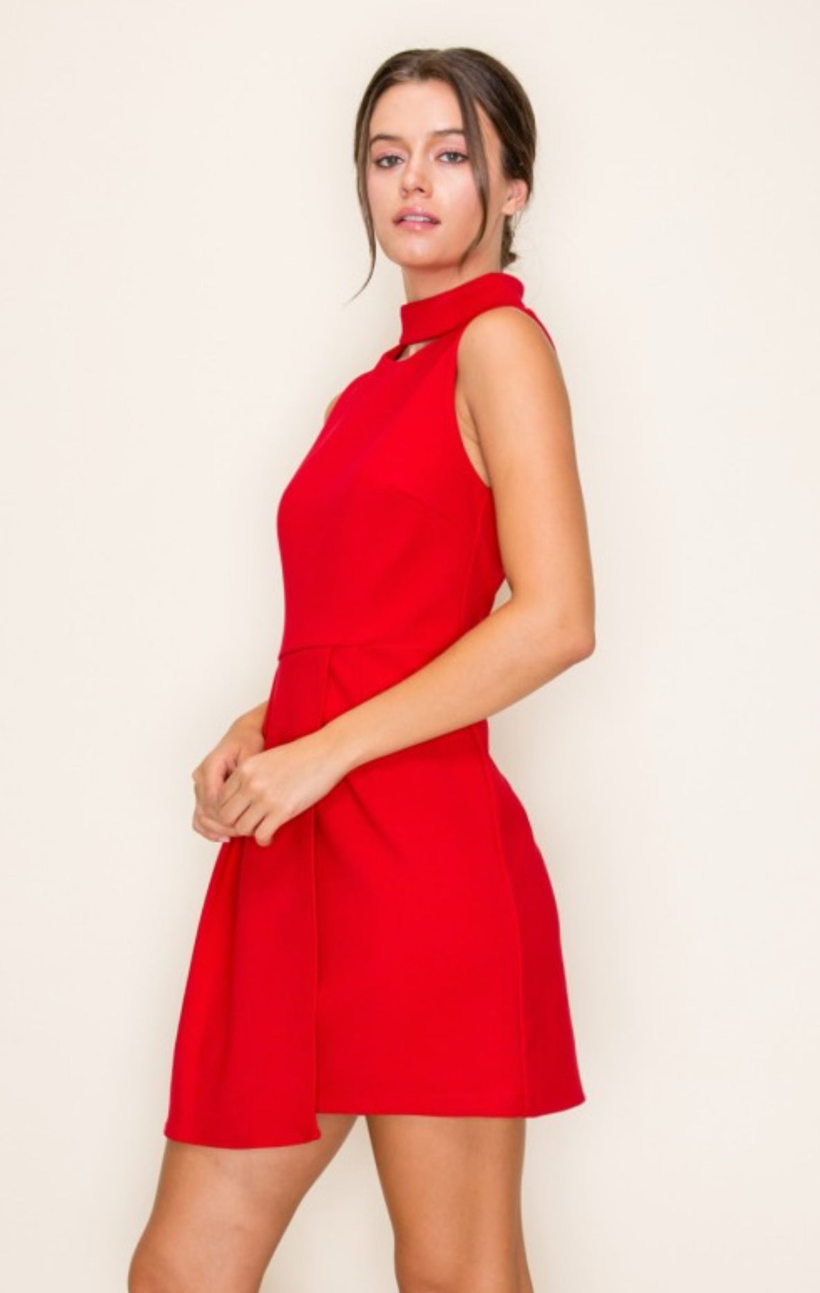 Fit and Flare High Neck Dress