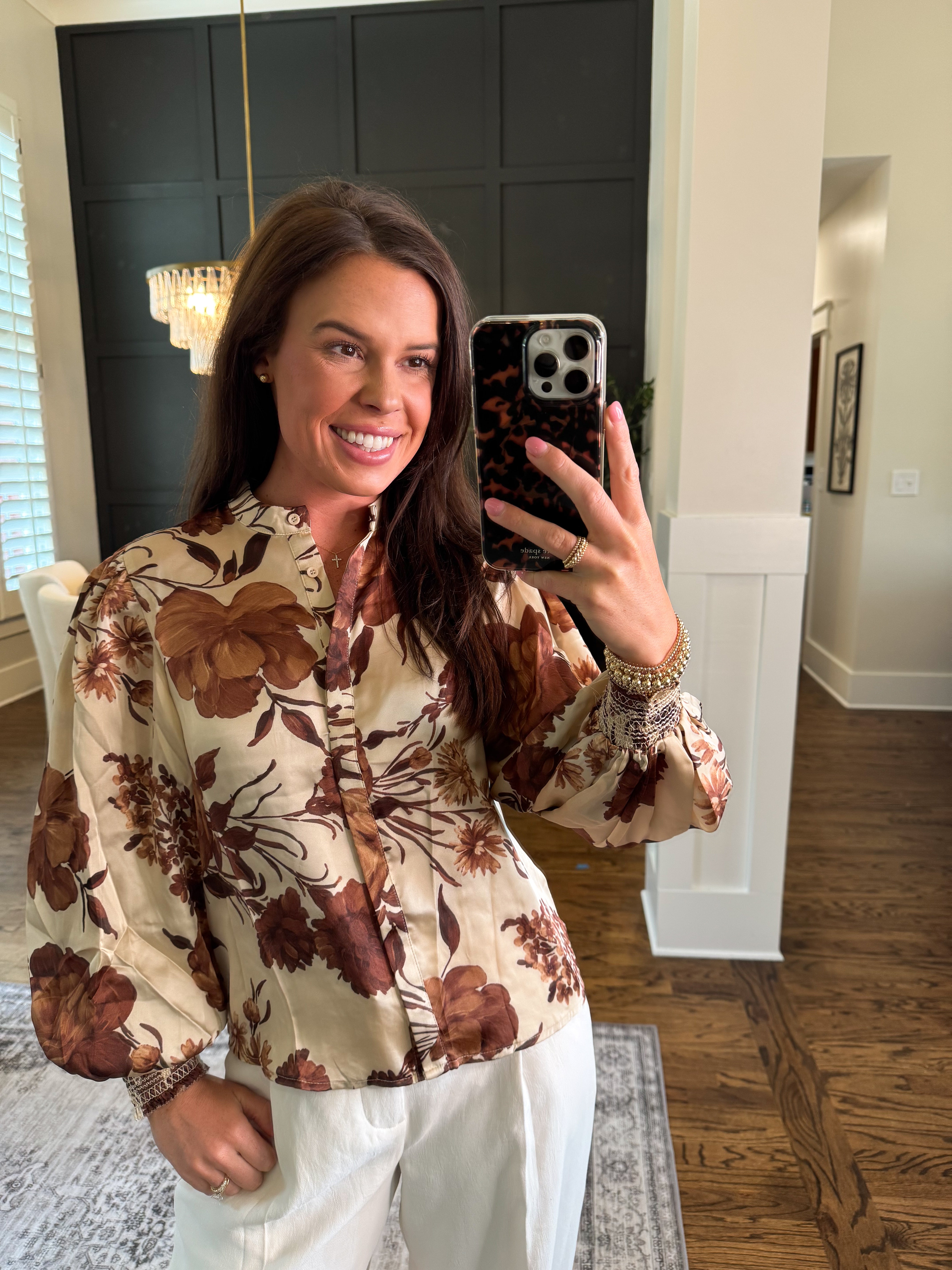 Always Time for Coffee Floral Blouse