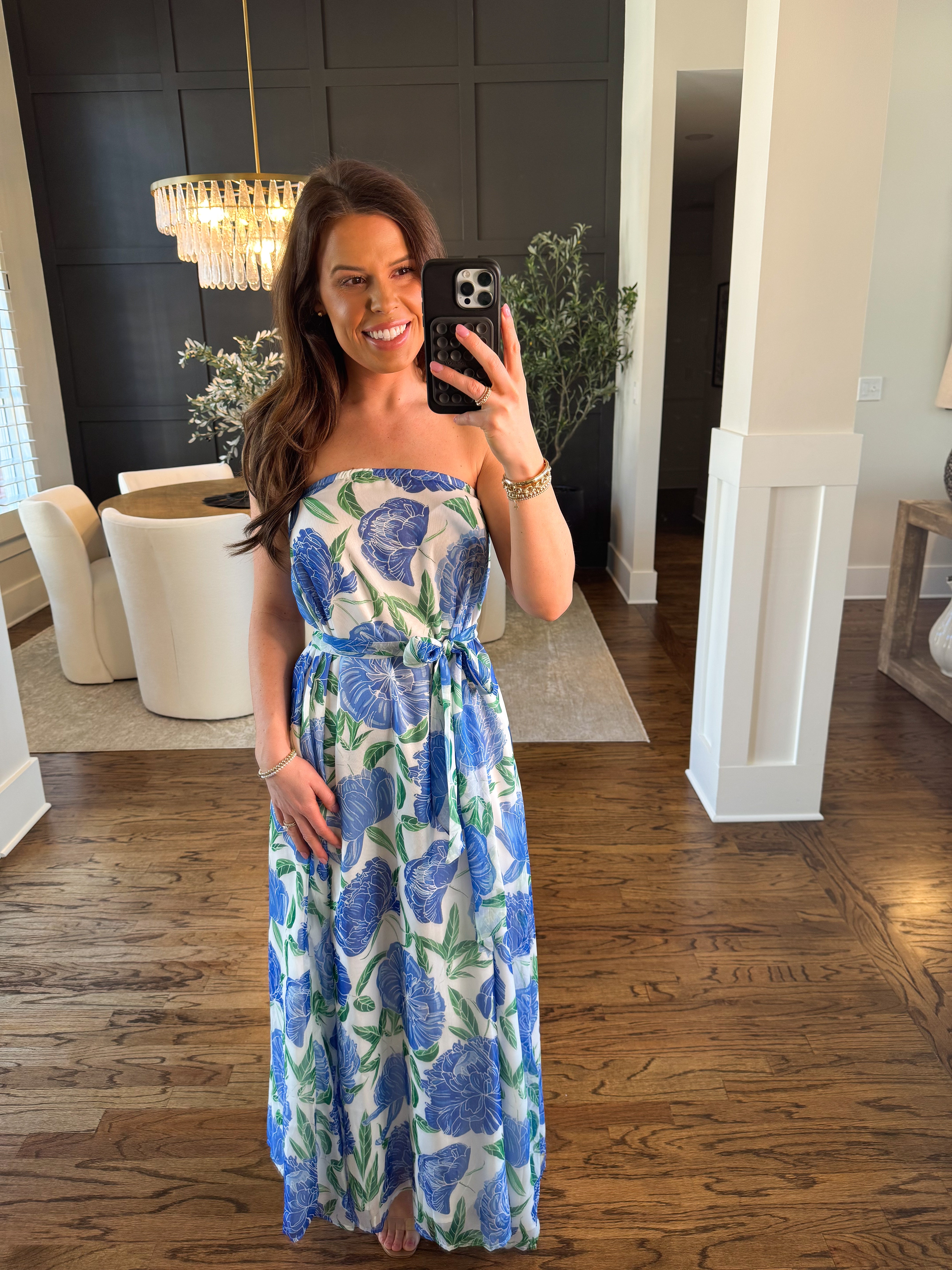 Sarah Strapless Convertible Scarf Maxi Dress