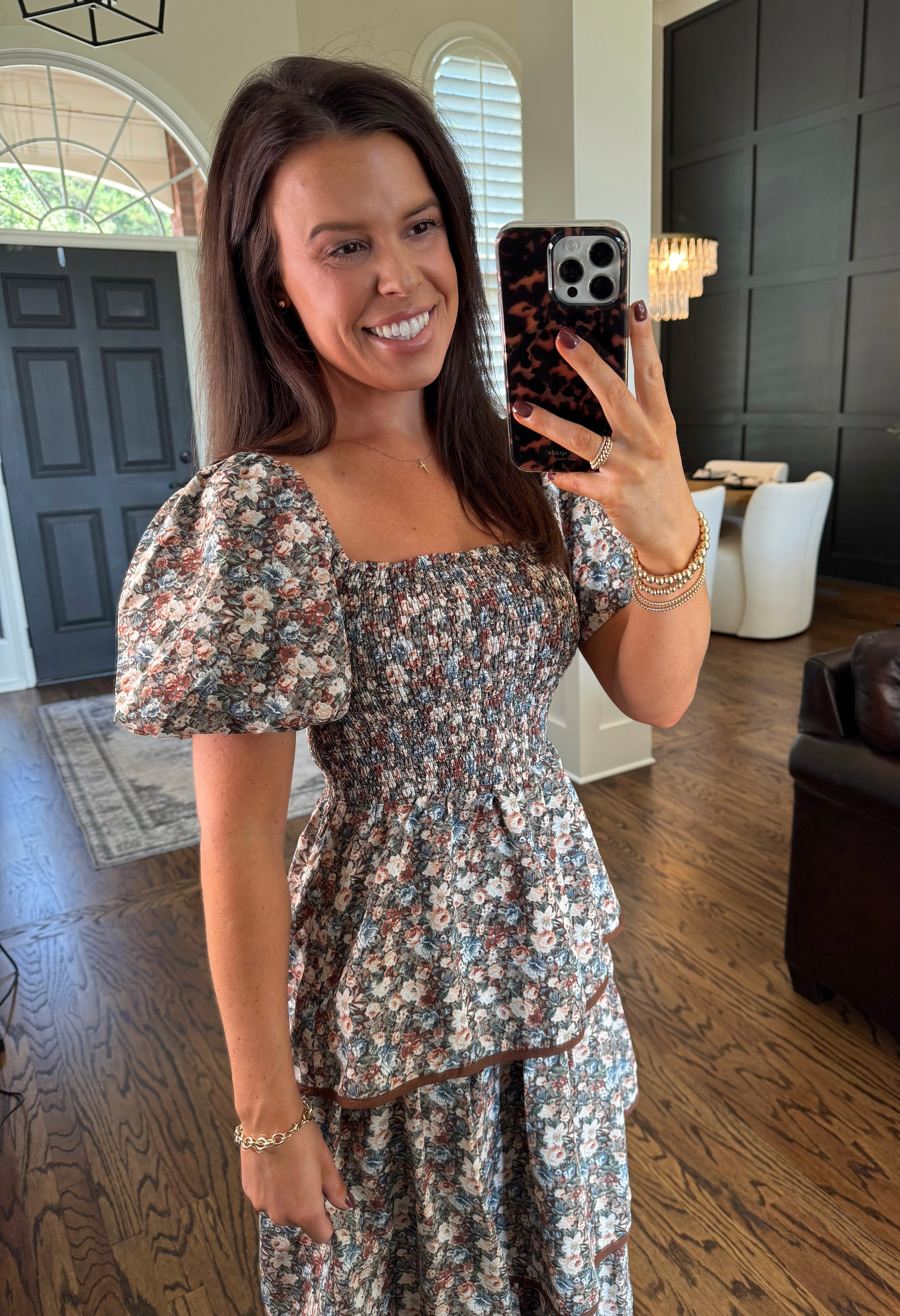 Ditsy Floral Tiered Midi Dress