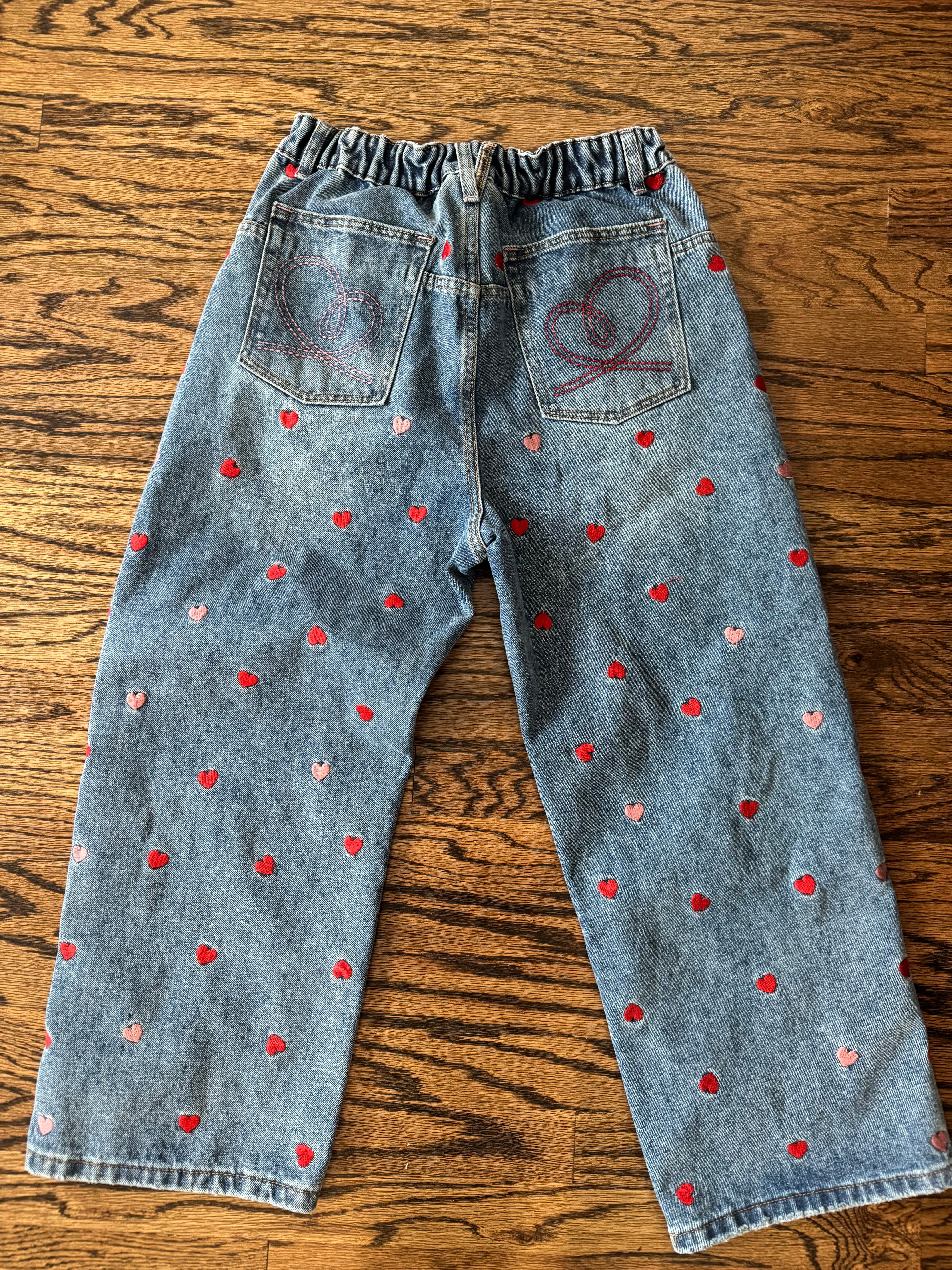 Washed Heart Embroidered Jeans