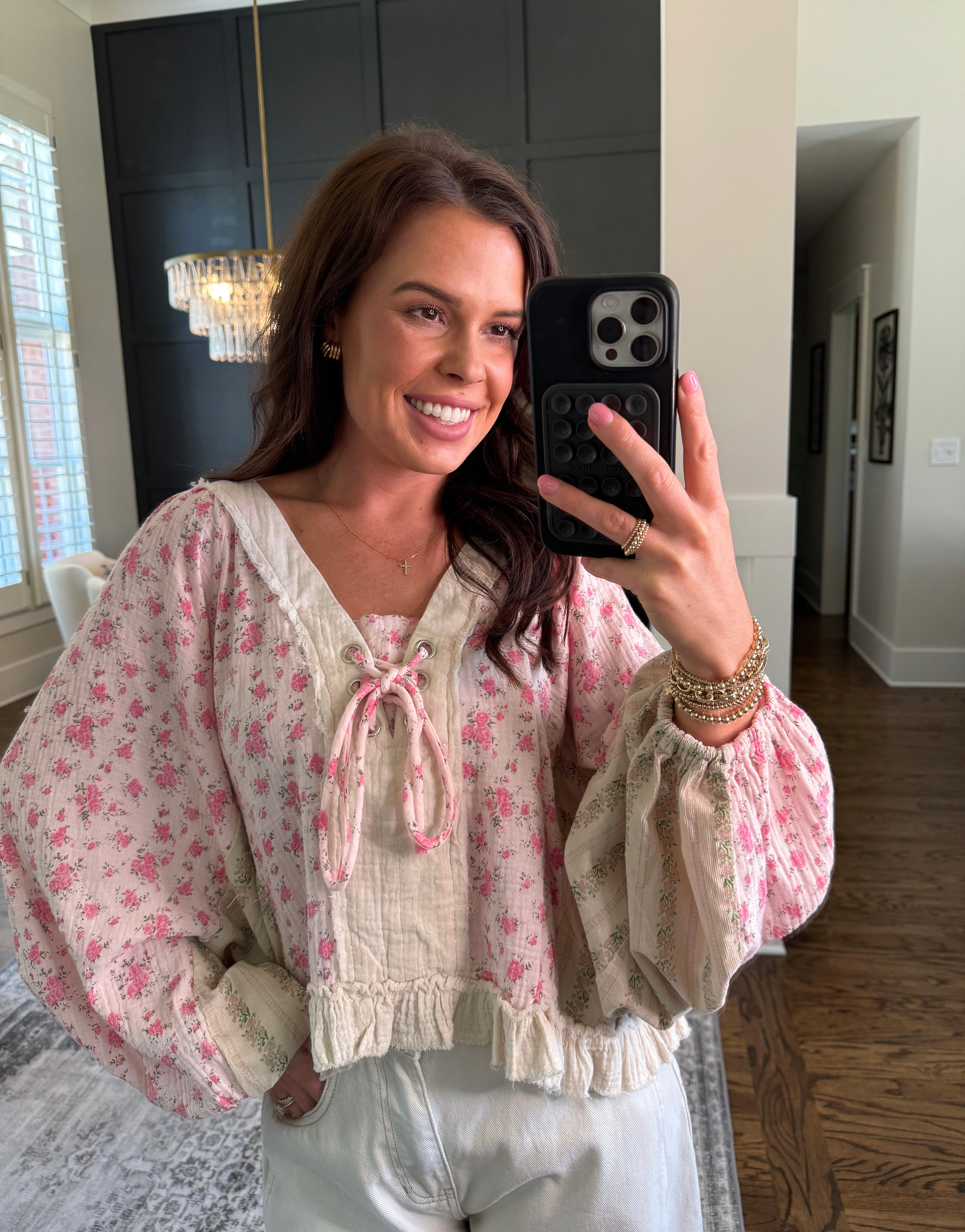 She's Pink Floral Blouse