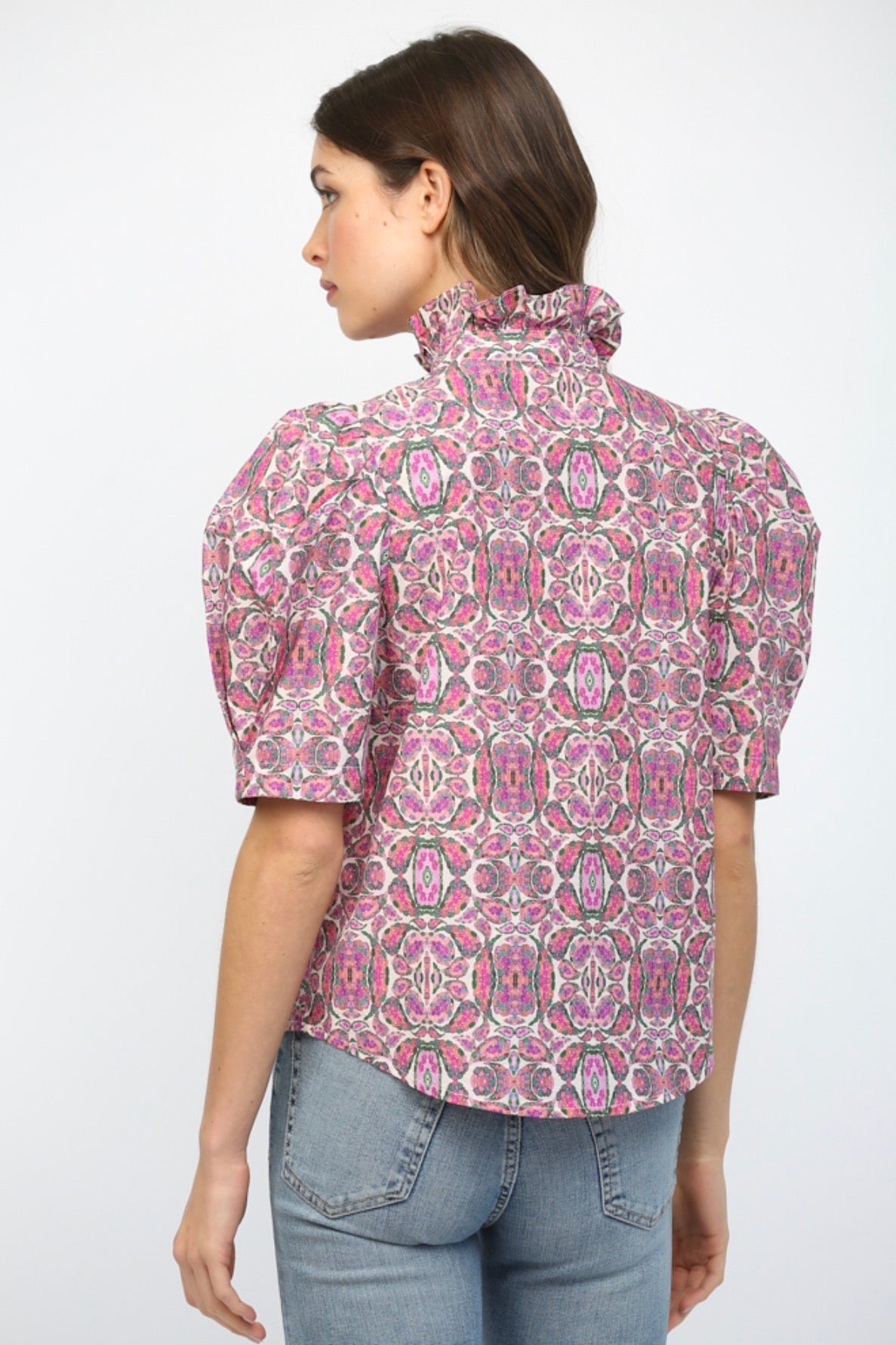 Ruffle It Up Floral Button Down