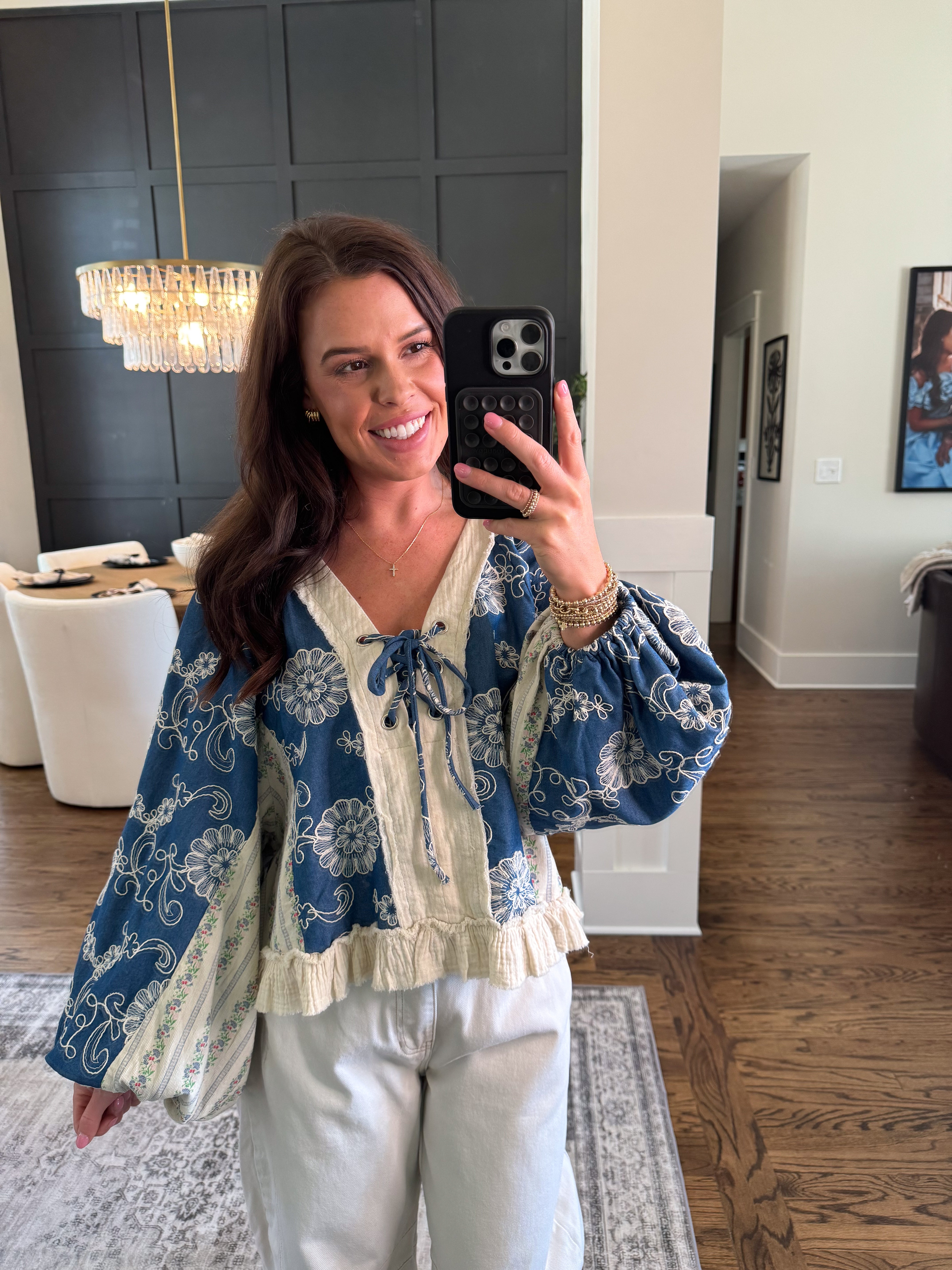 Embroidery Denim Blouse
