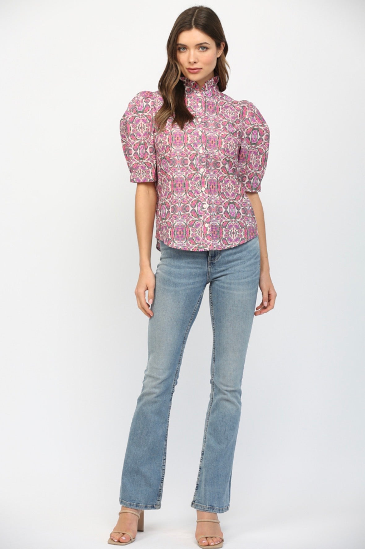 Ruffle It Up Floral Button Down