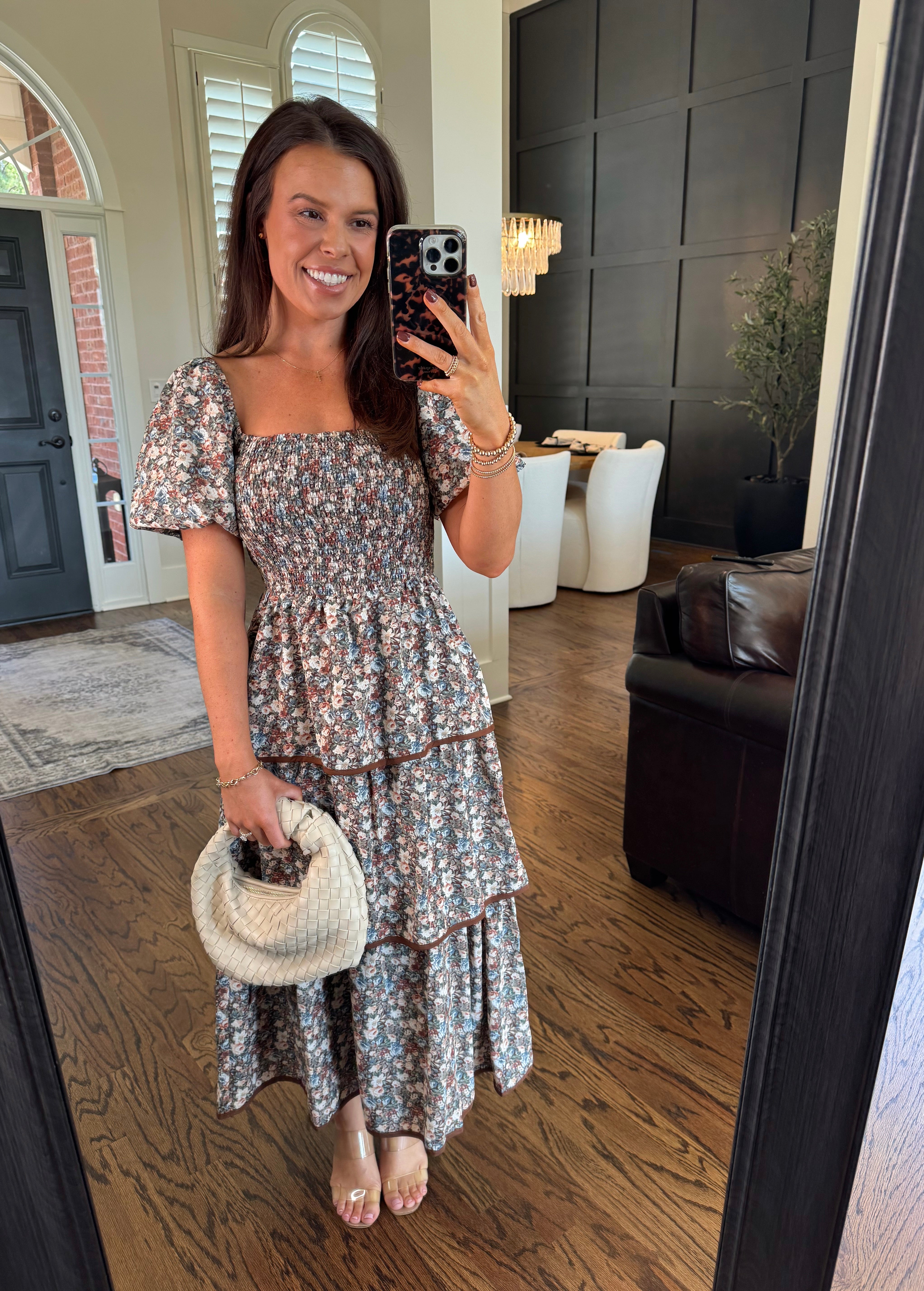 Ditsy Floral Tiered Midi Dress