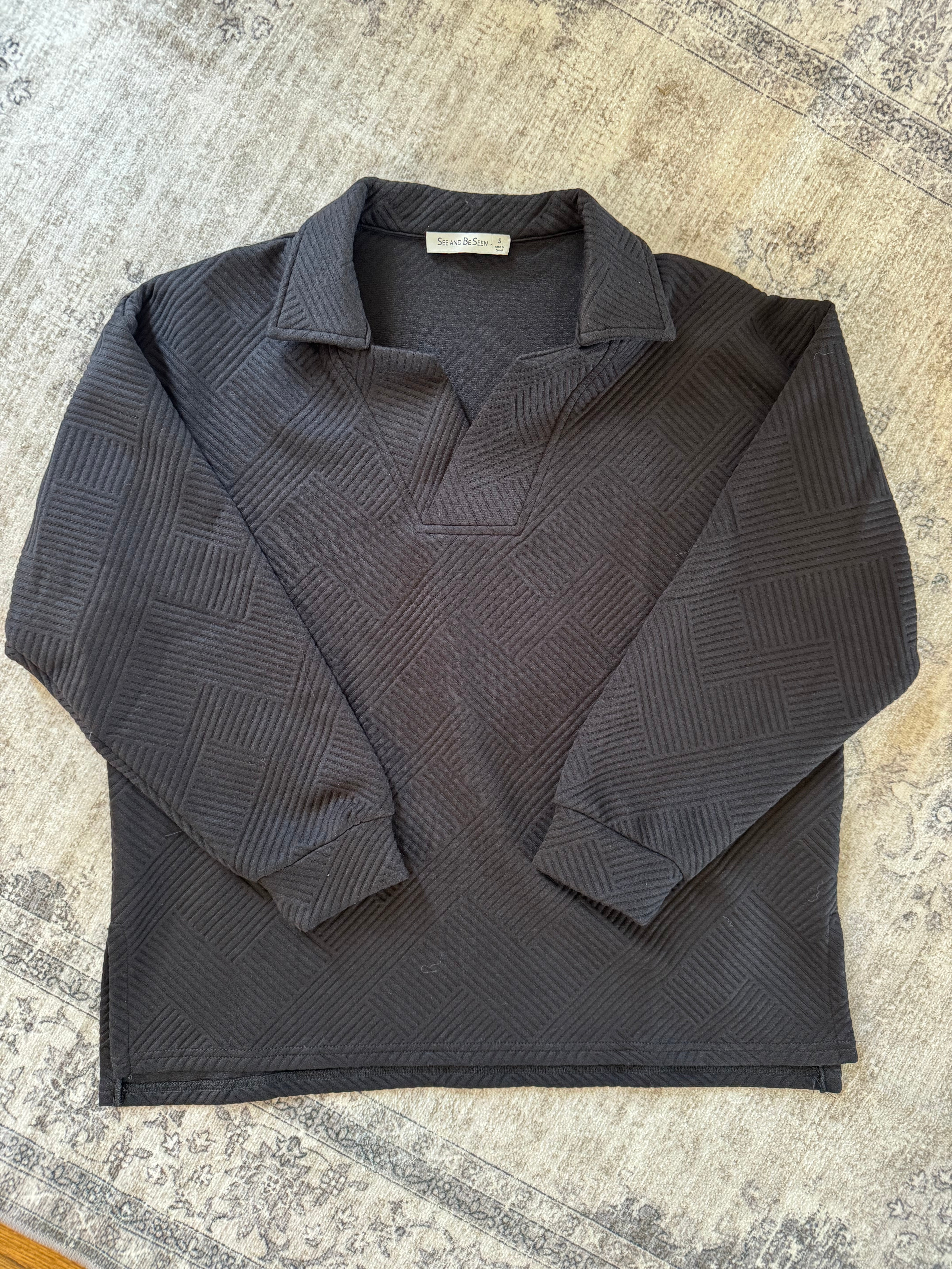 Weekend Textured Long Sleeve Top