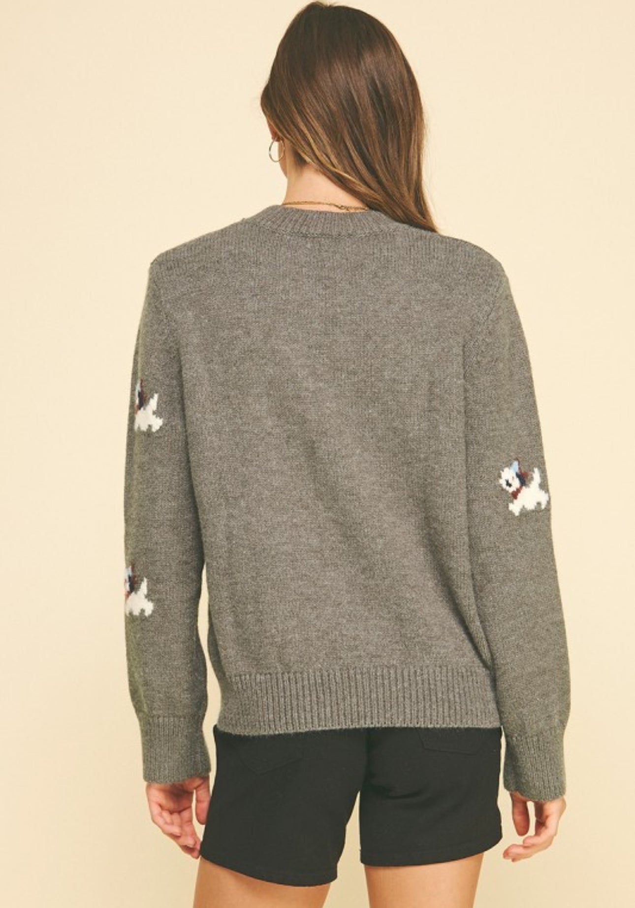 Dog Print Knit Sweater