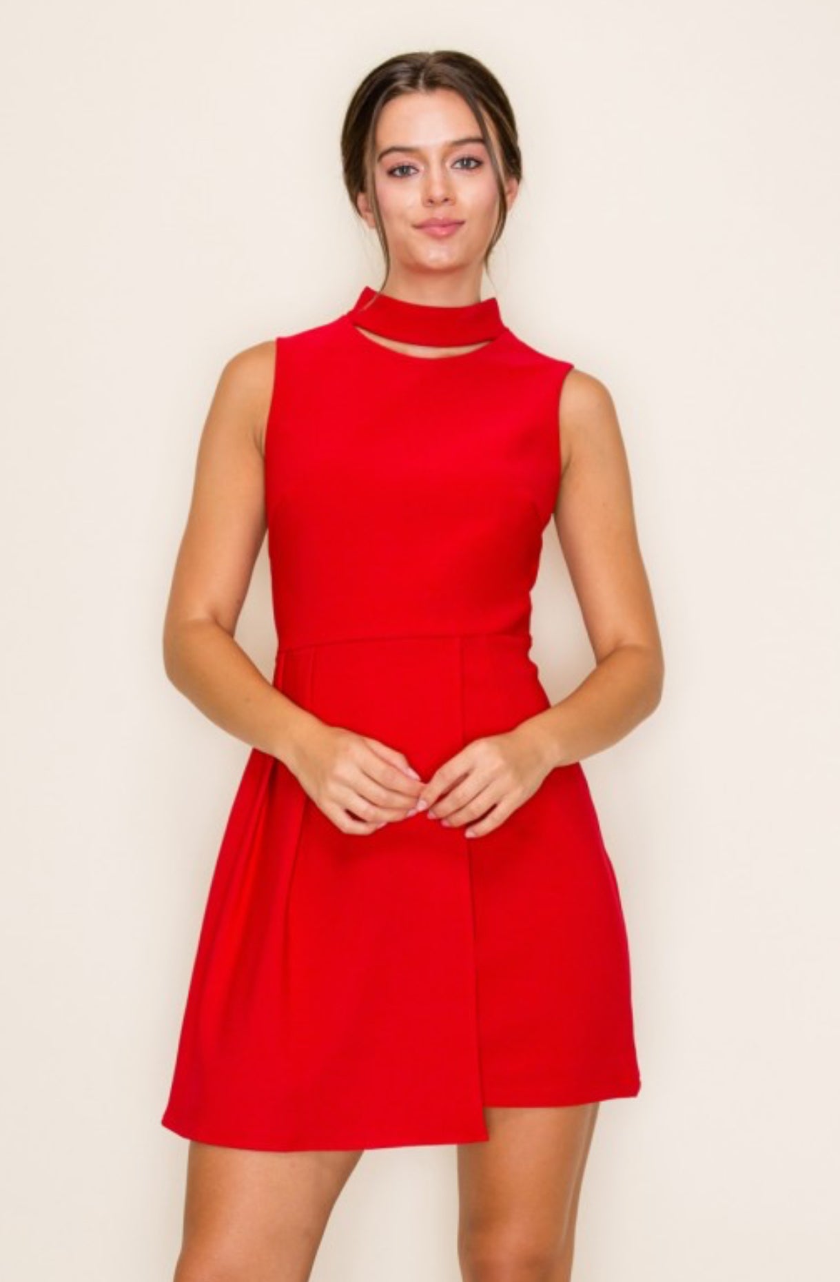 Fit and Flare High Neck Dress