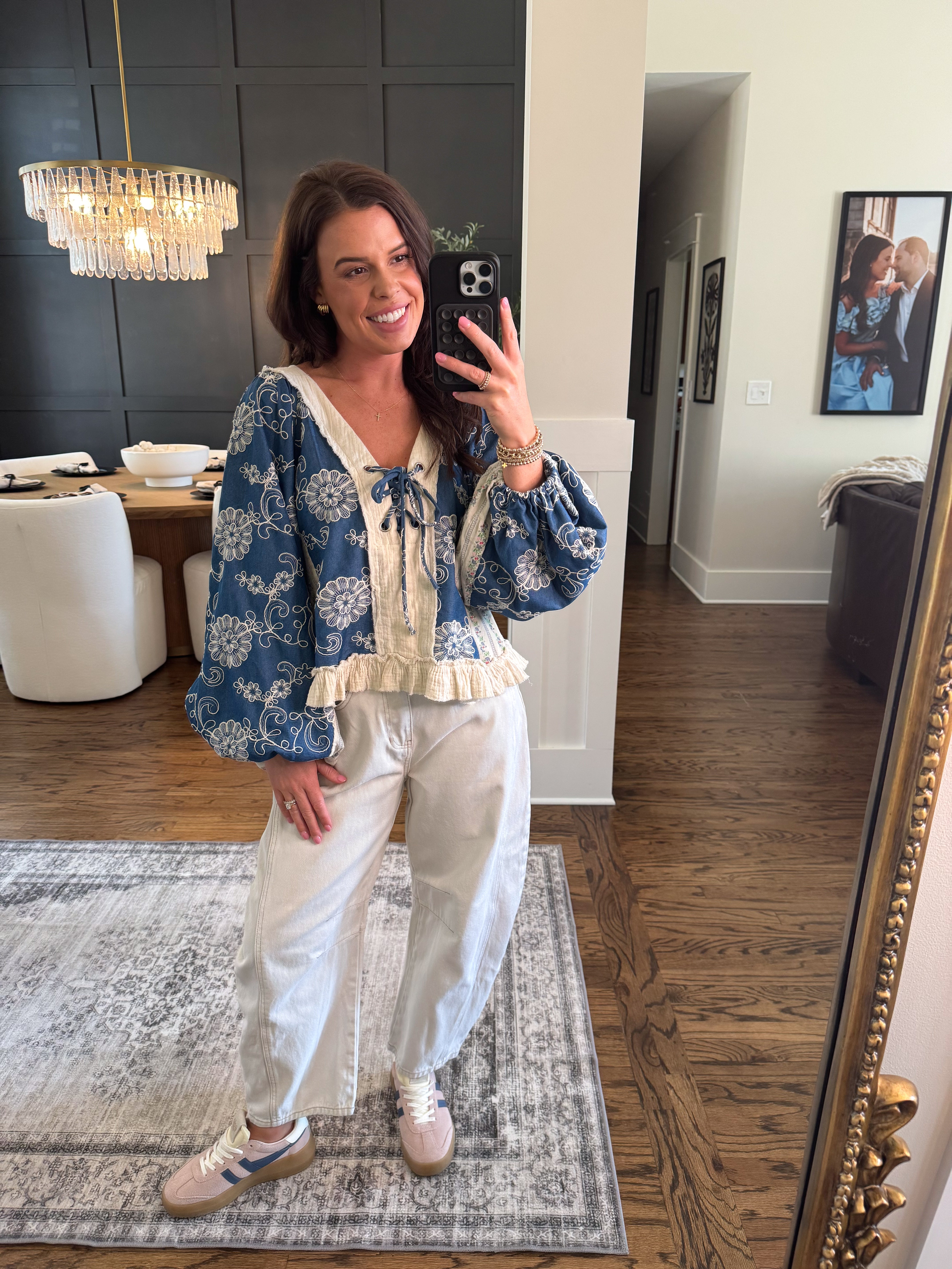 Embroidery Denim Blouse