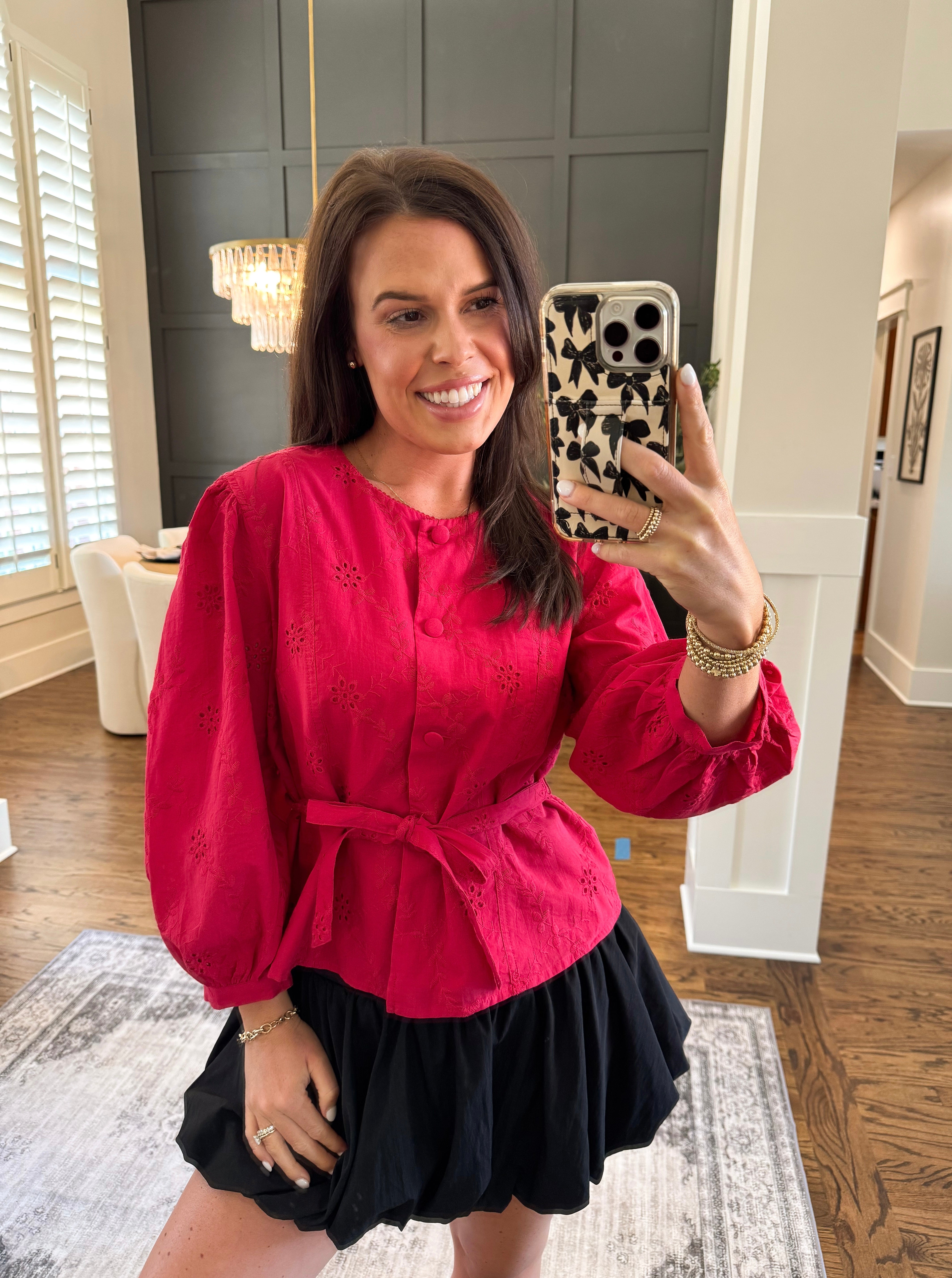 Golden Hour Red Belted Top
