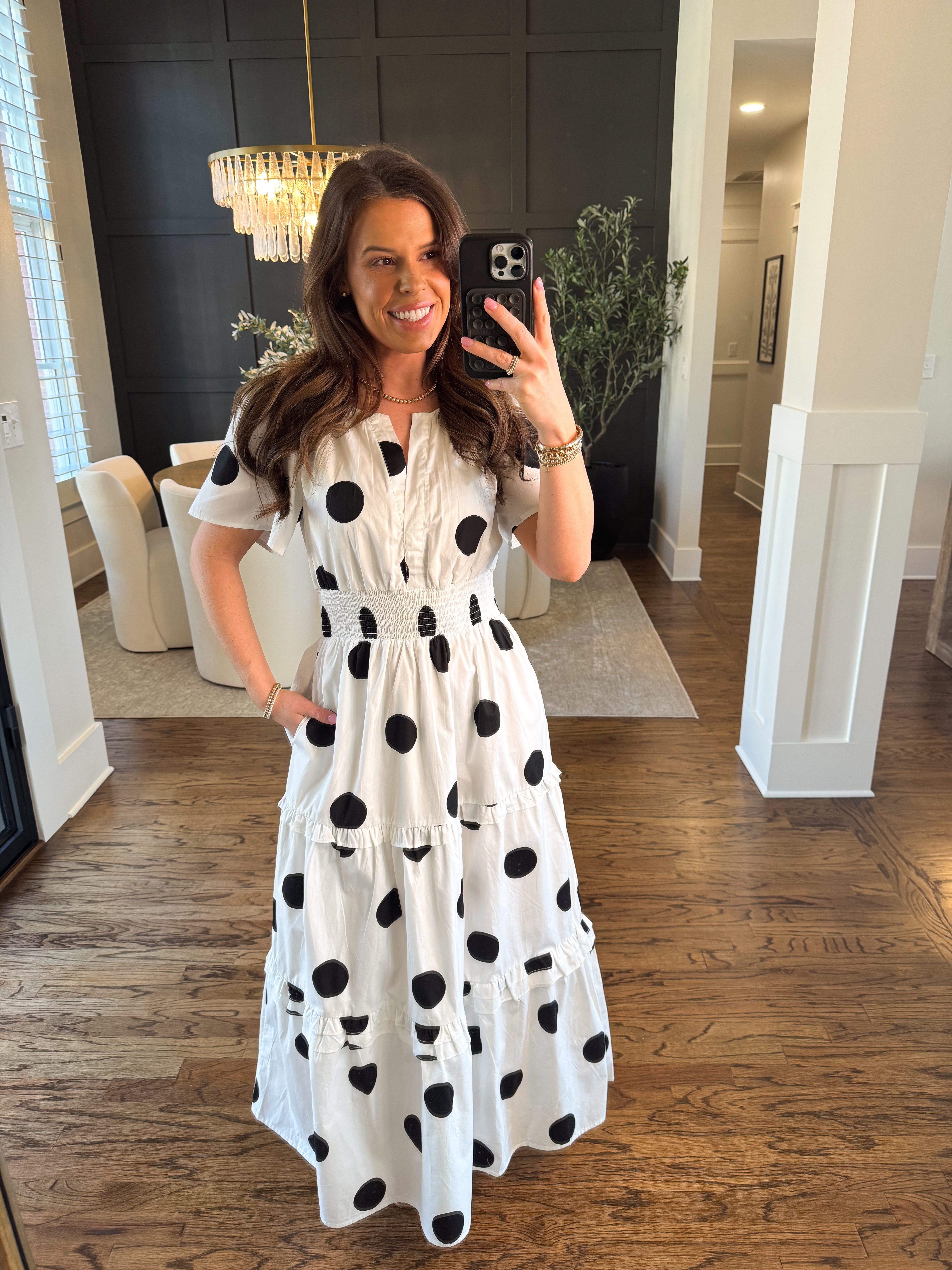 Poplin Tiered Maxi Dress with Pockets