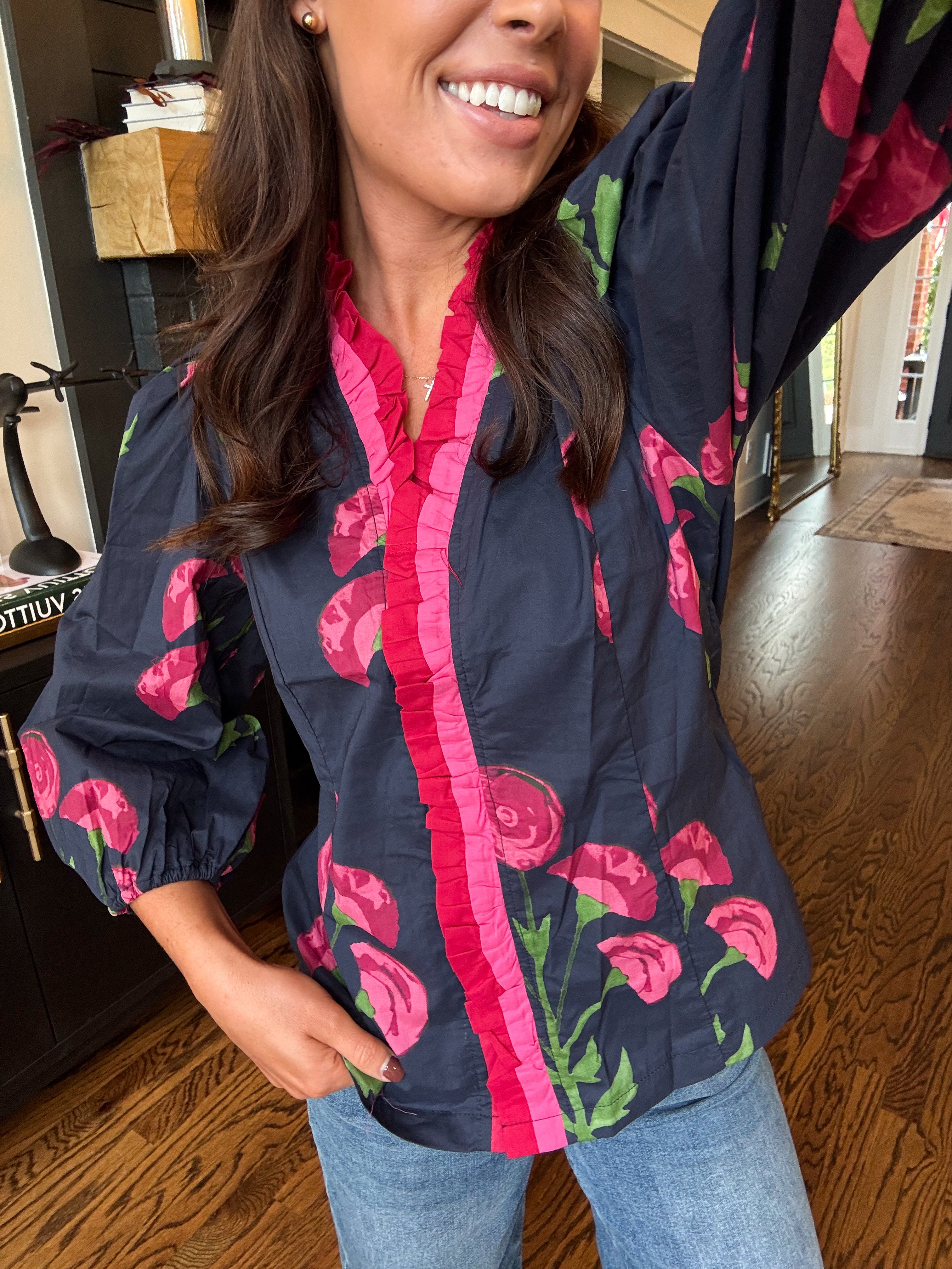 Joyce Floral Ruffle Top