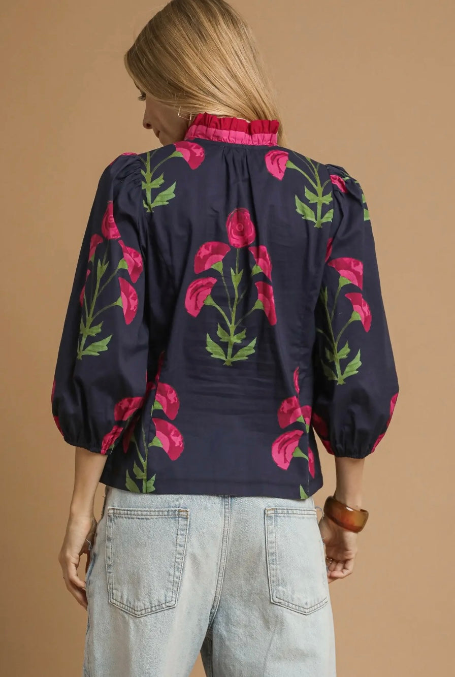 Joyce Floral Ruffle Top