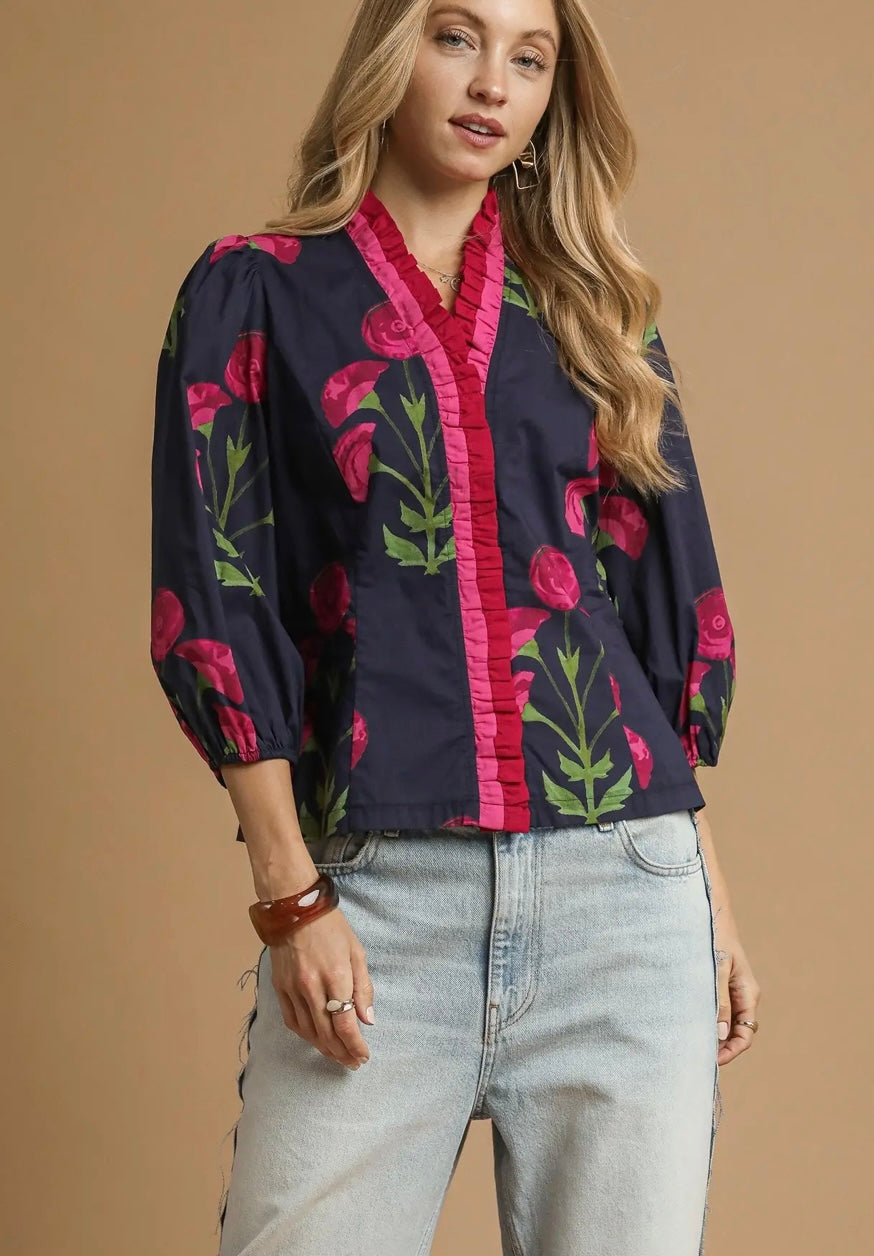 Joyce Floral Ruffle Top