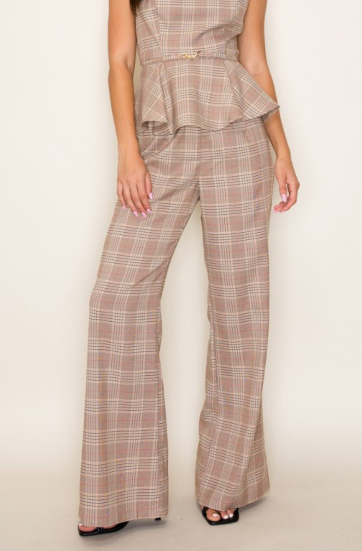 Plaid Wide Leg Trousers