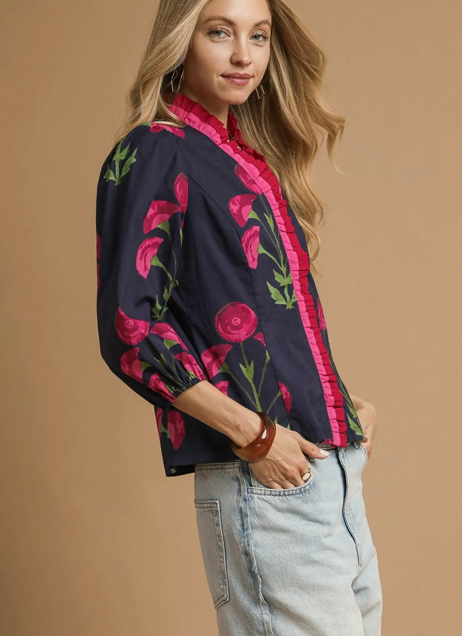 Joyce Floral Ruffle Top