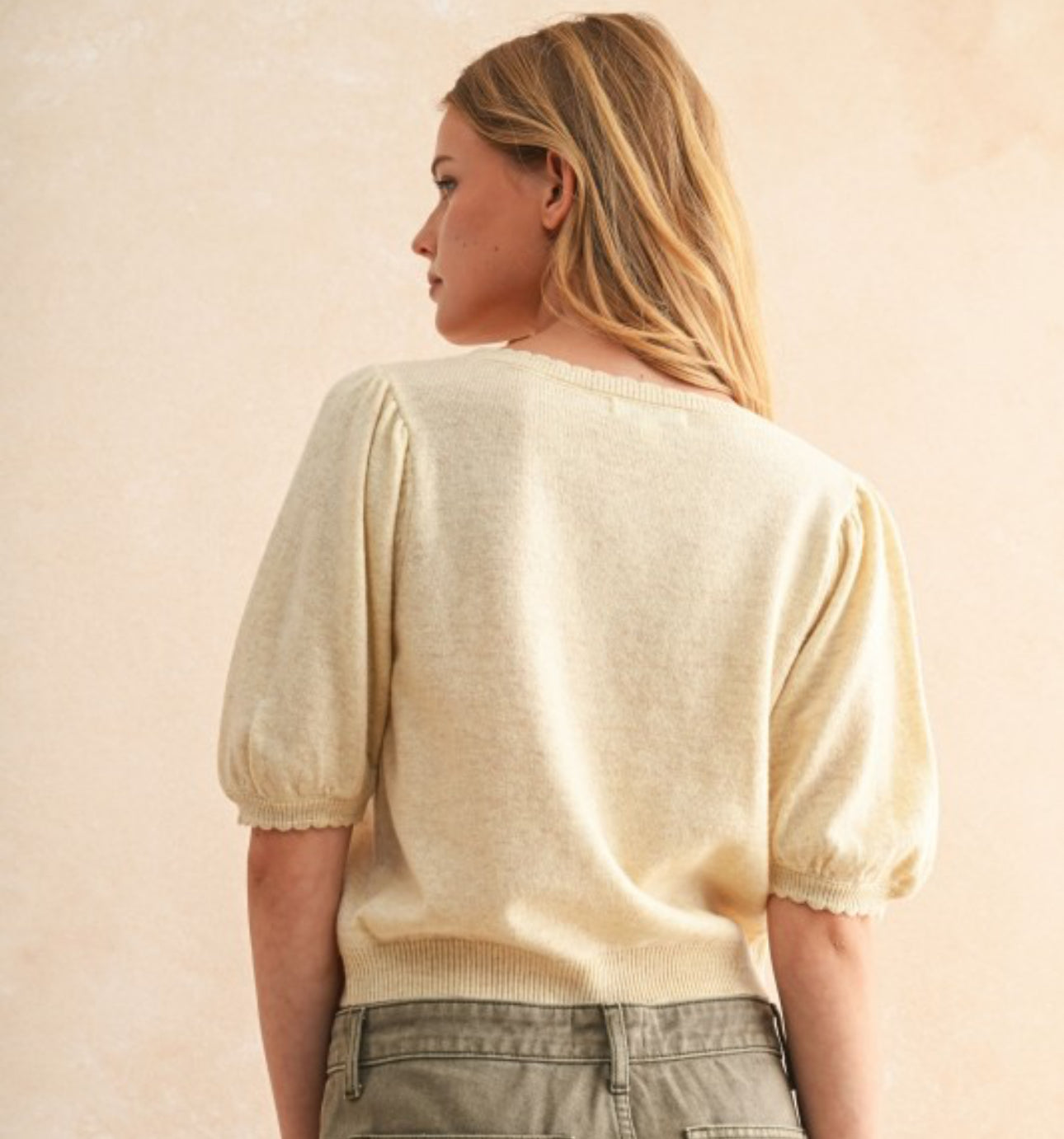 Heart You Puff Sleeve Cardigan