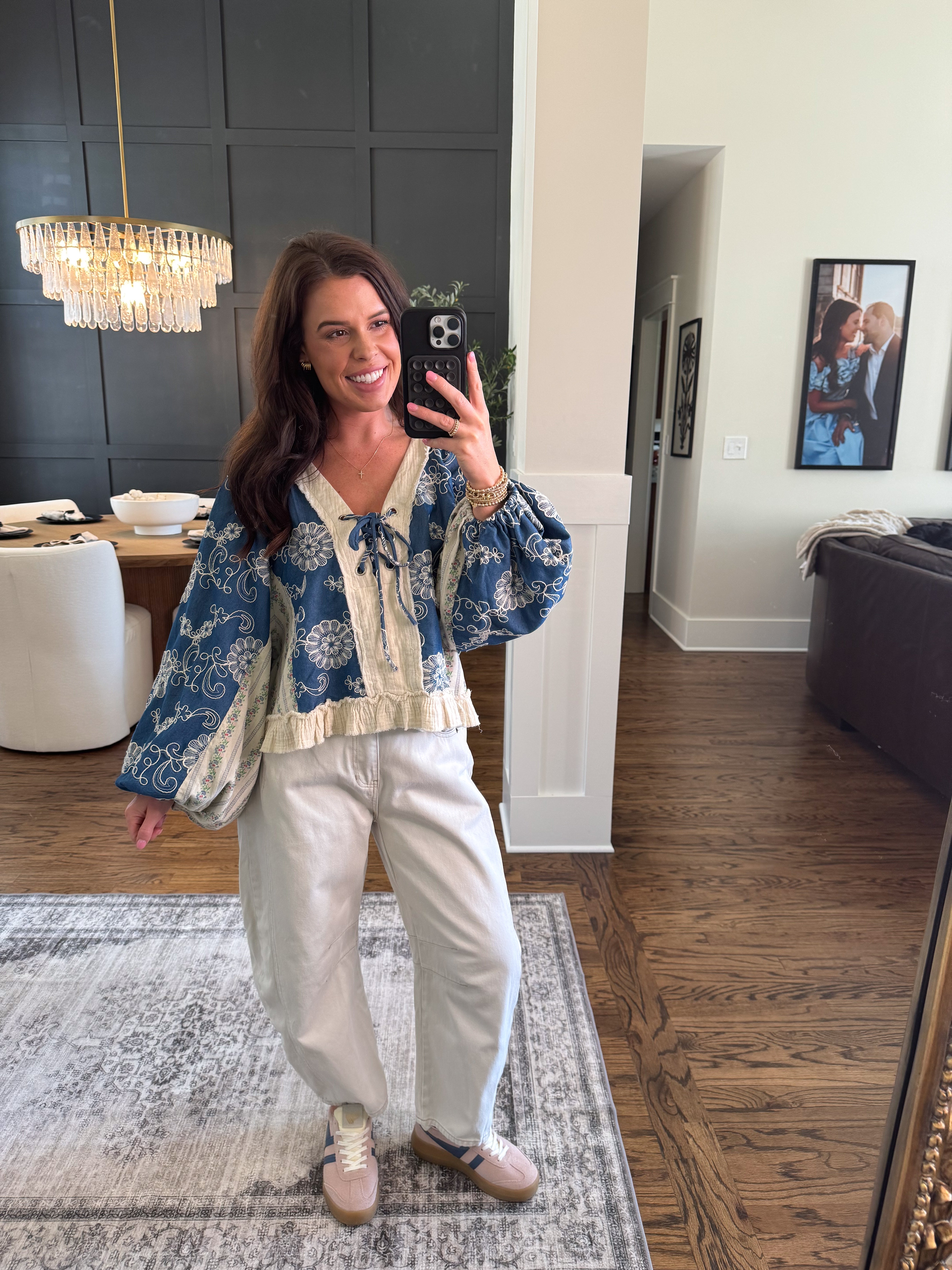 Embroidery Denim Blouse