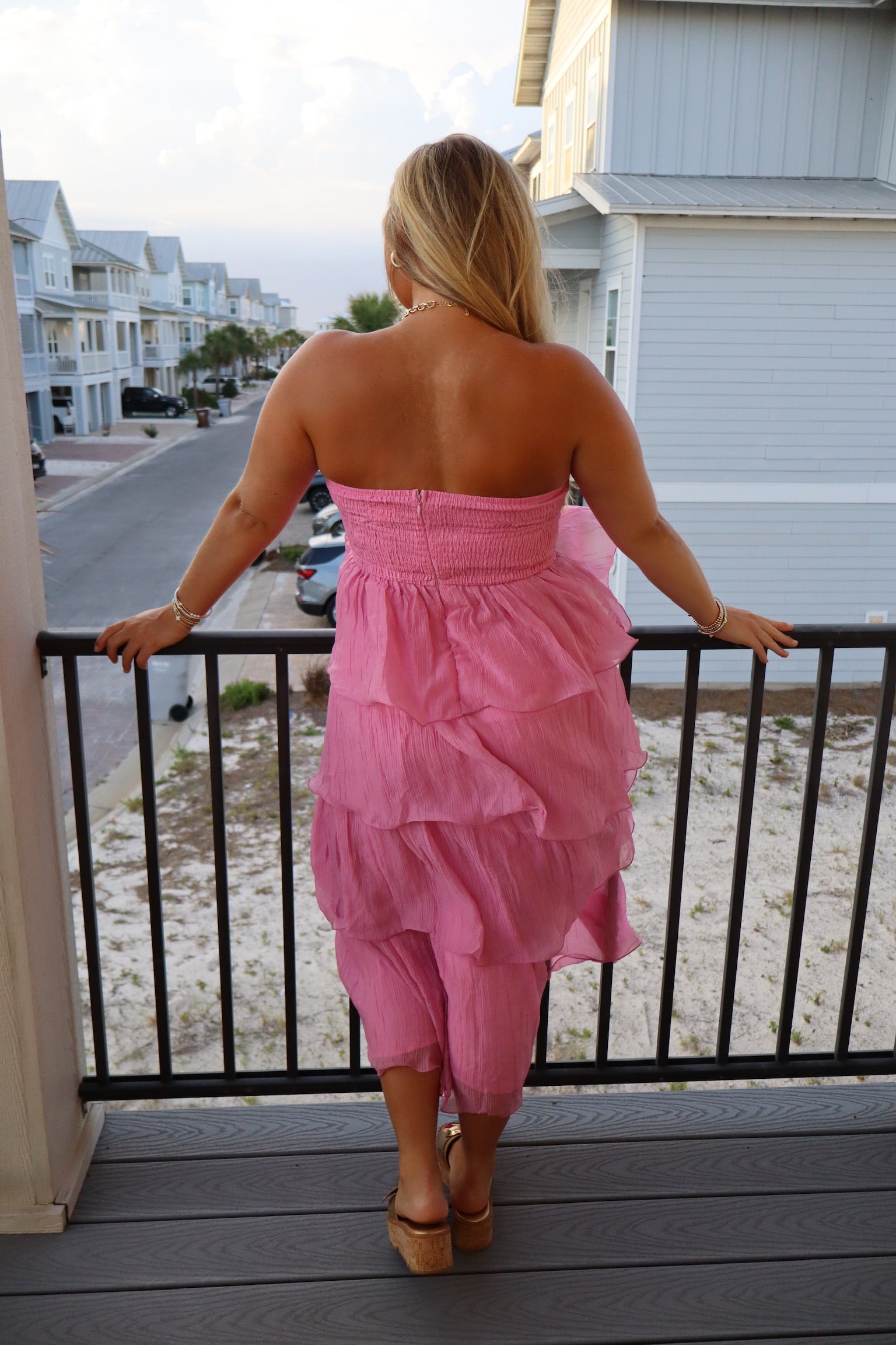 She’s Flirty Ruffle Midi Dress