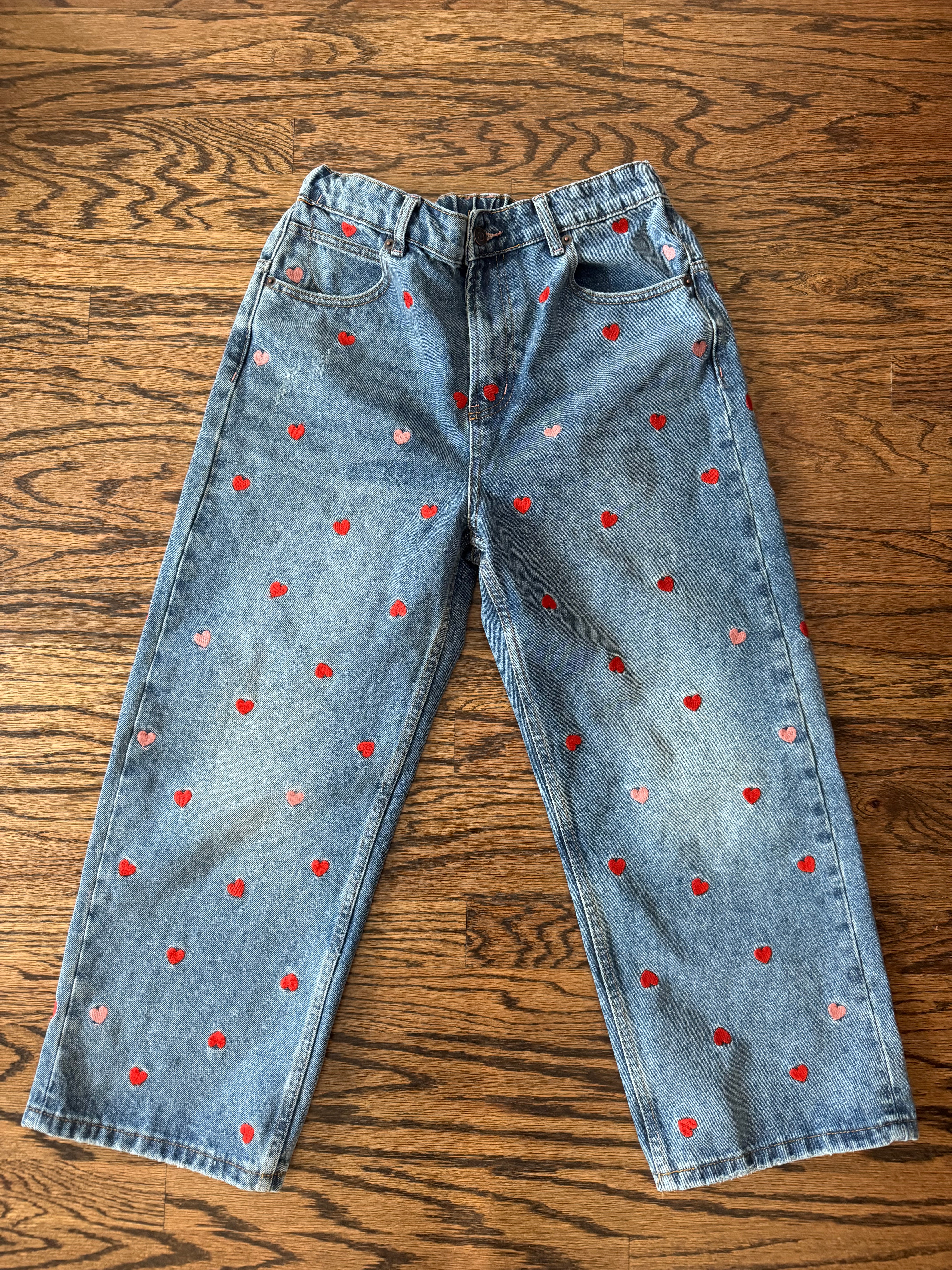 Washed Heart Embroidered Jeans
