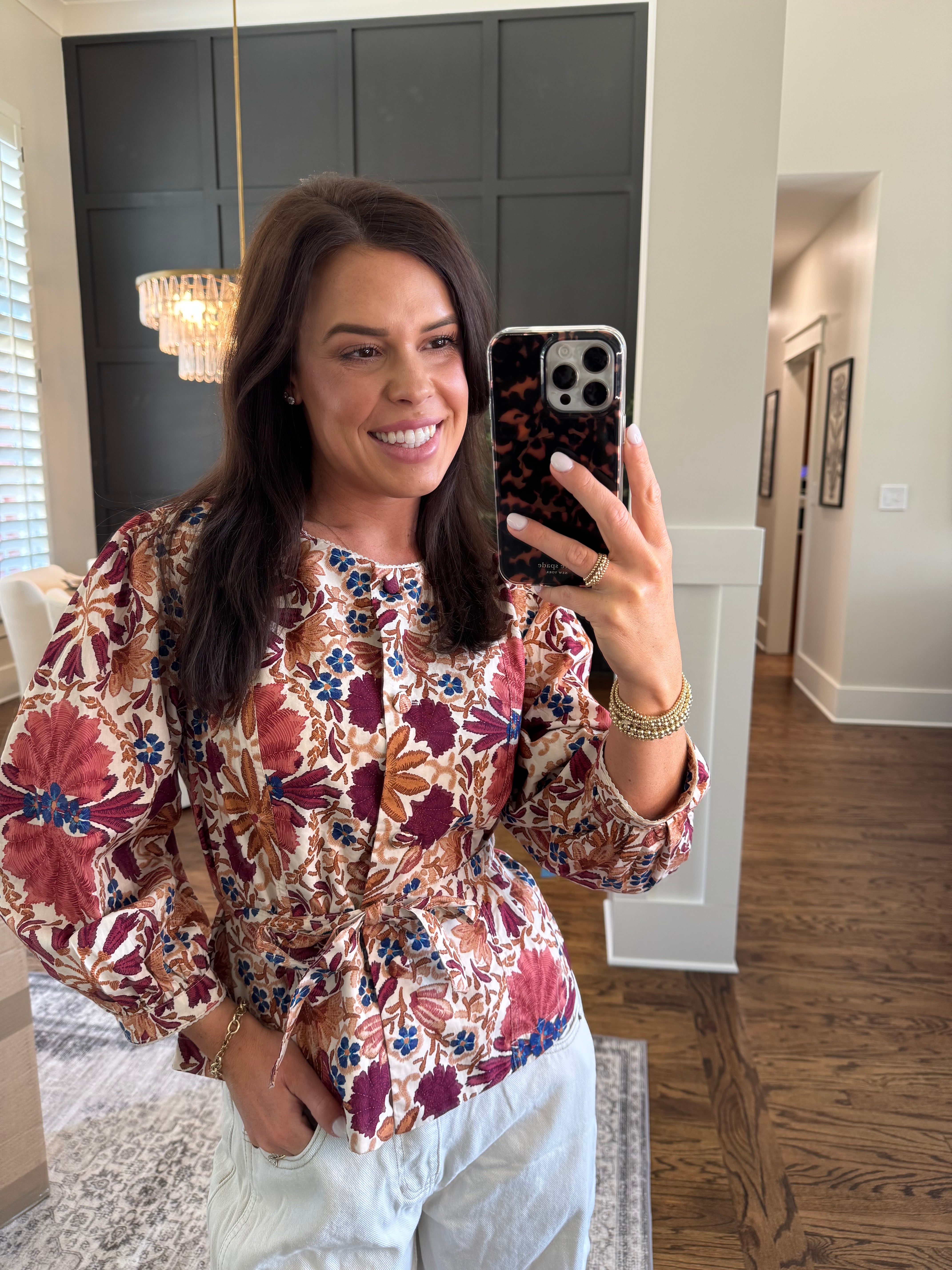 Golden Hour Floral Belted Top
