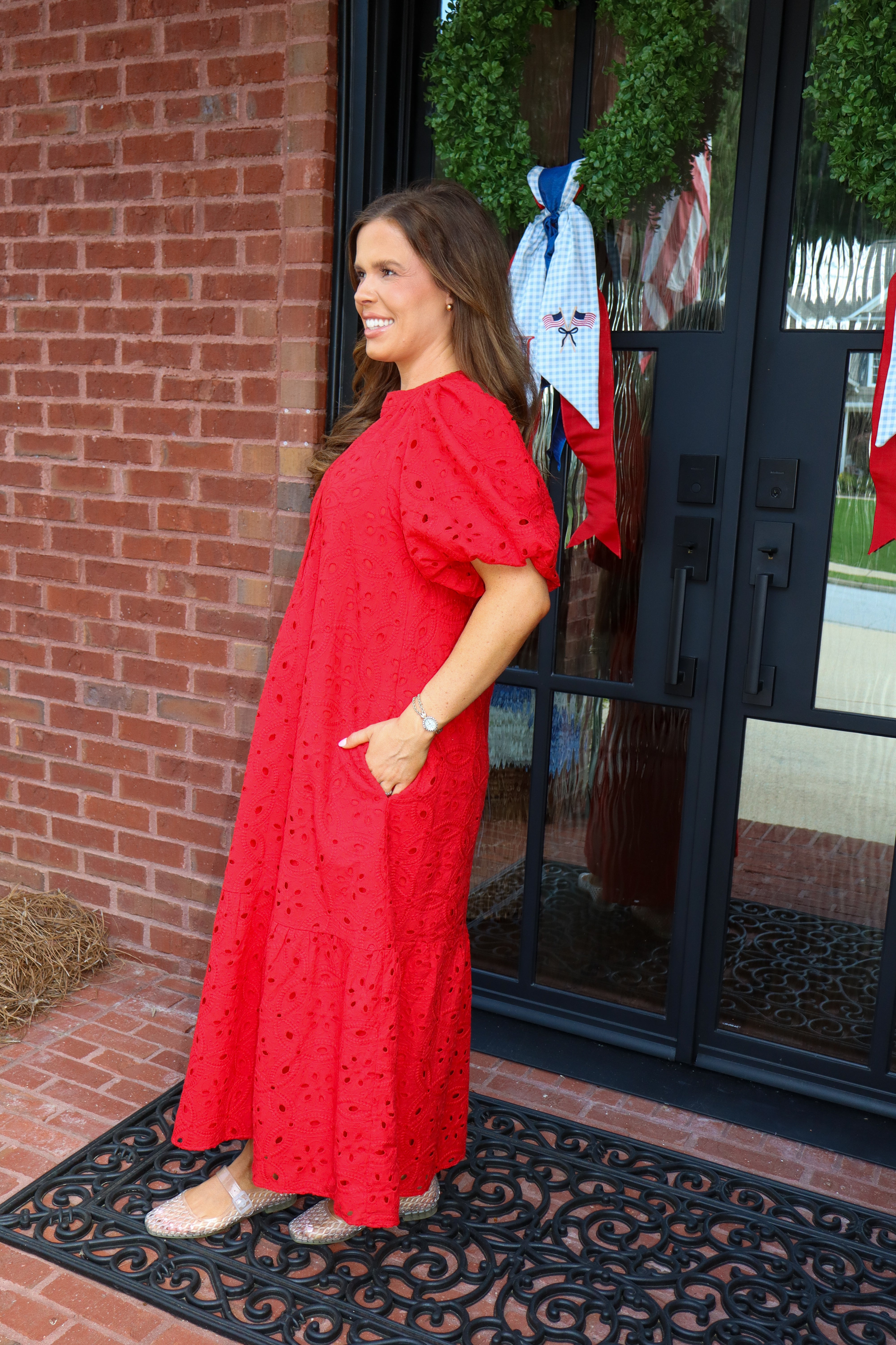 A Perfect Day Eyelet Midi Dress