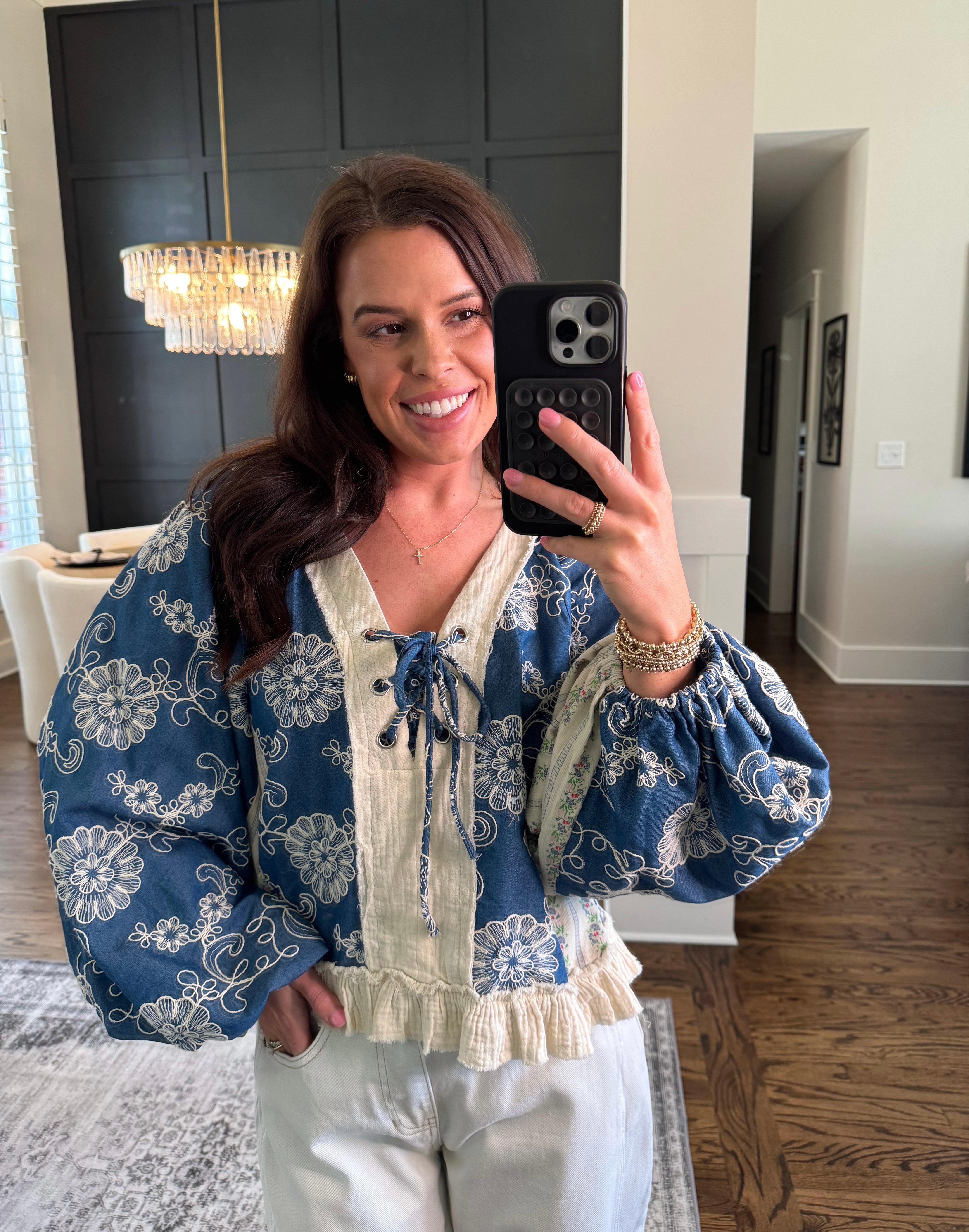 Embroidery Denim Blouse