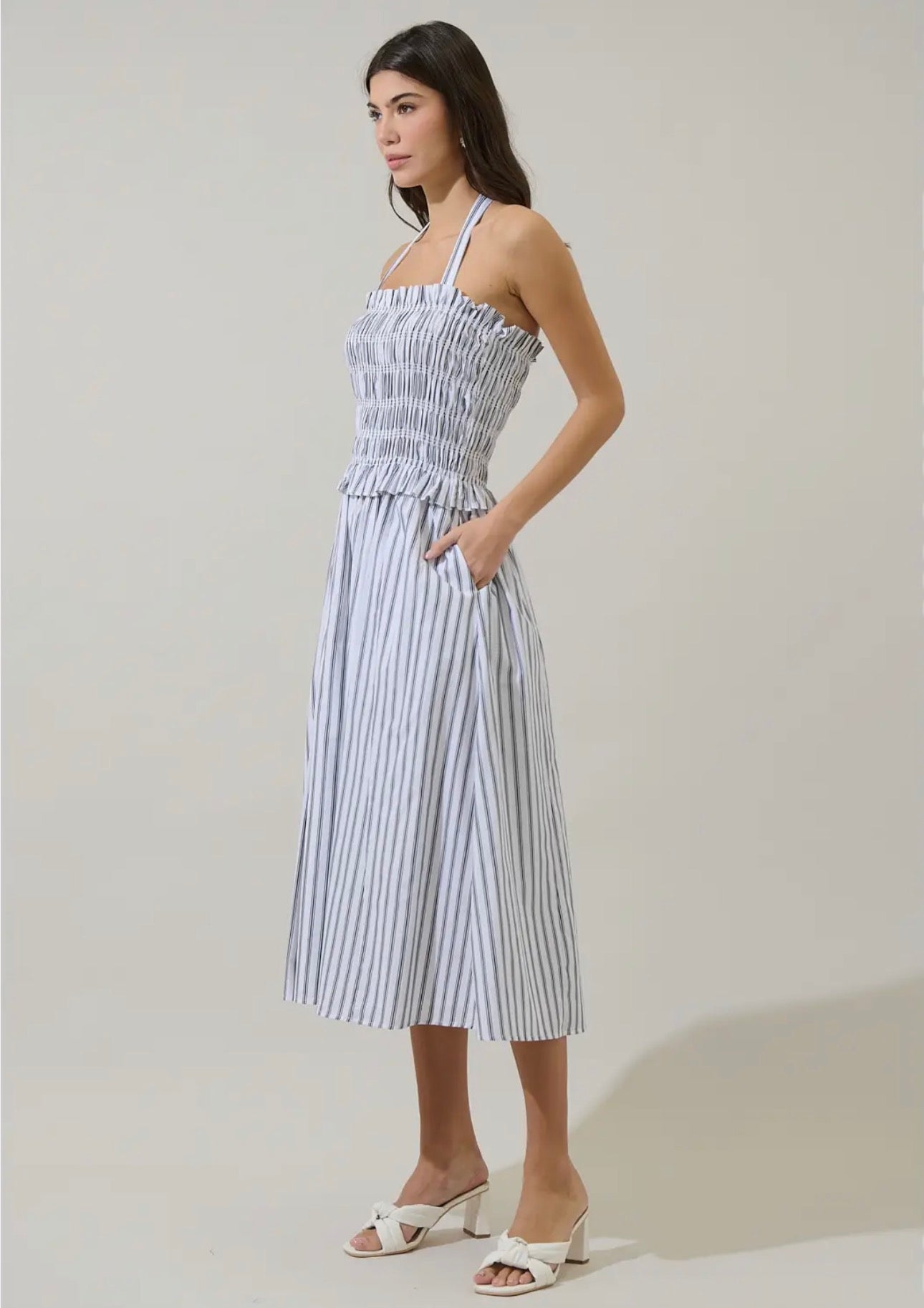 Good Feels Striped Halter Dress