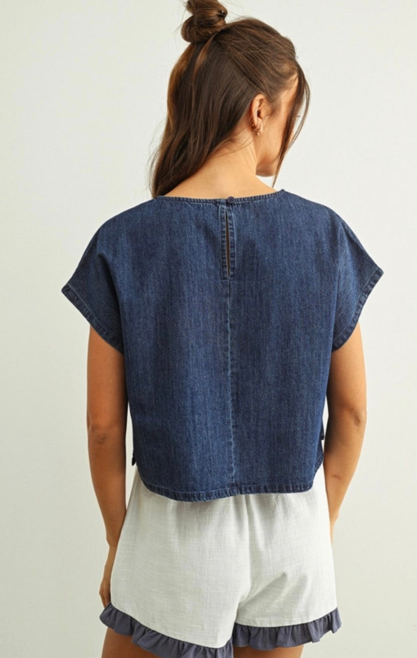 American Girl Flag Patched Top