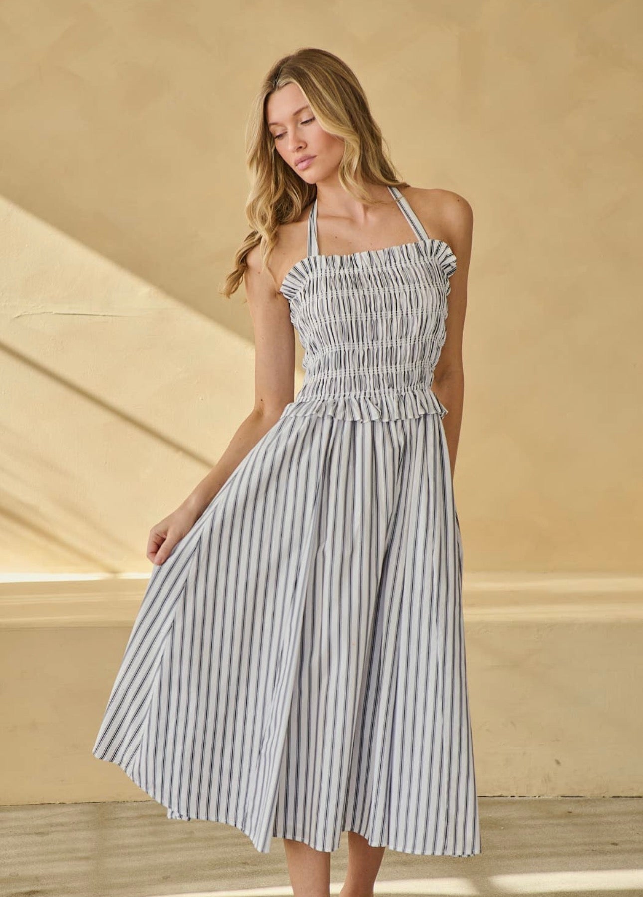 Good Feels Striped Halter Dress