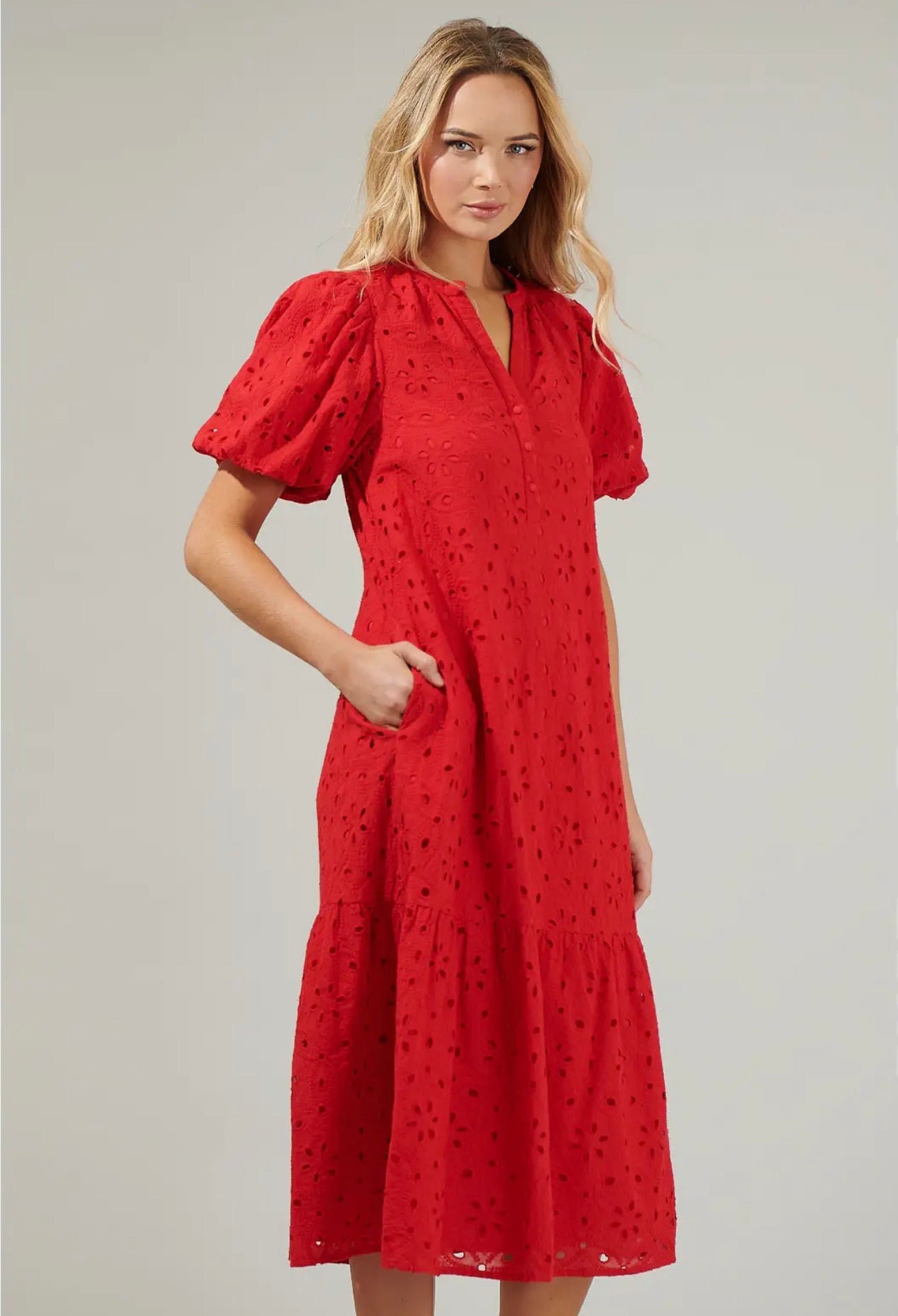 A Perfect Day Eyelet Midi Dress