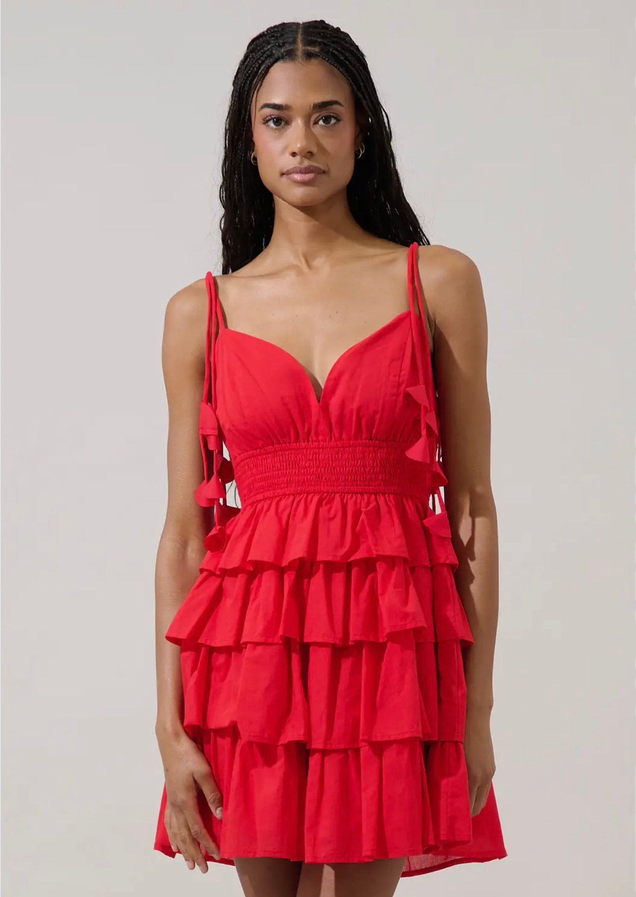 Georgia Red Ruffle Tiered Dress