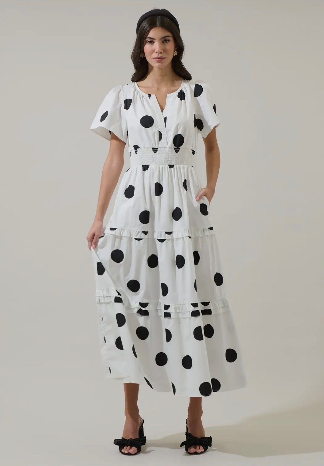 Poplin Tiered Maxi Dress with Pockets