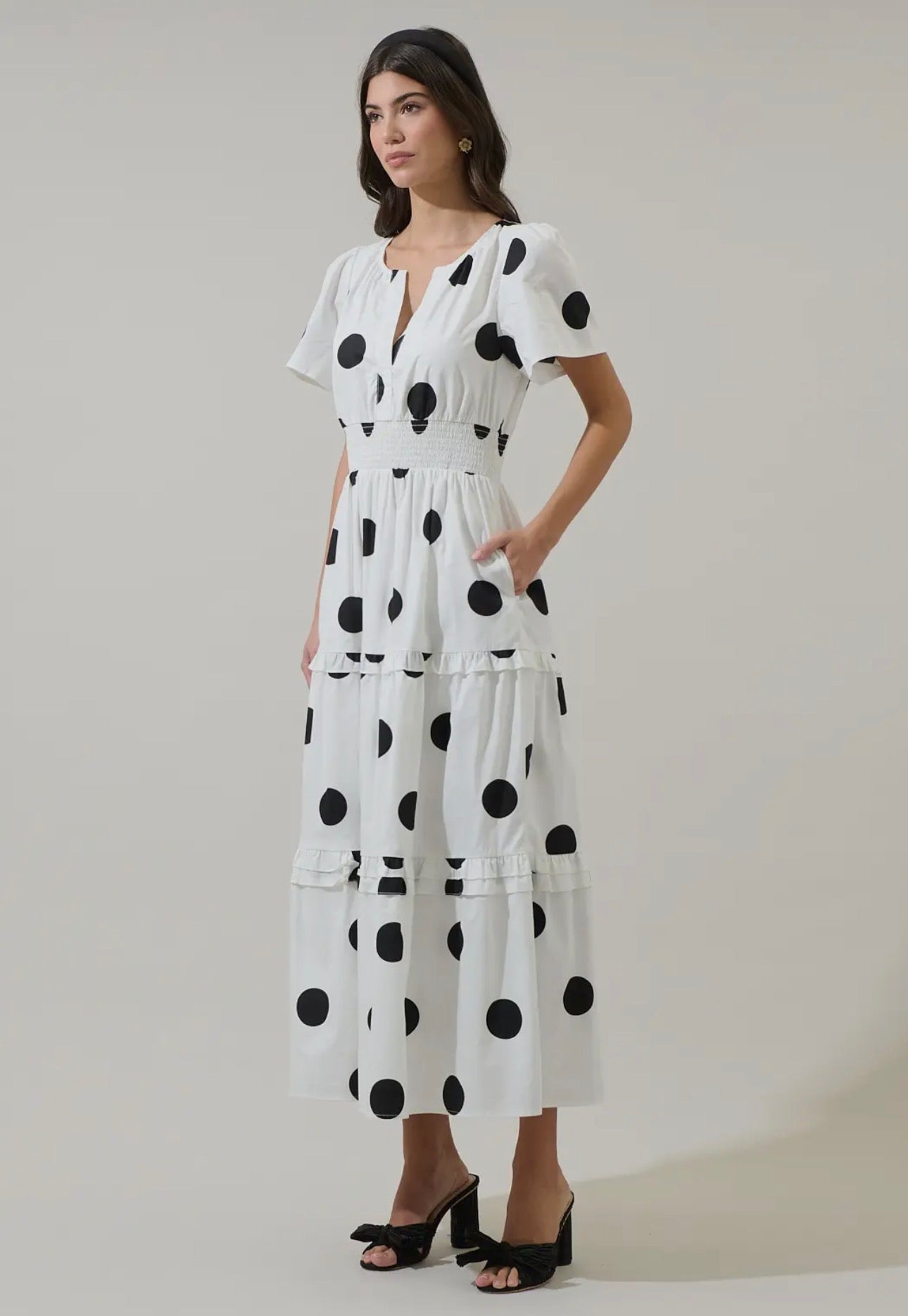Poplin Tiered Maxi Dress with Pockets