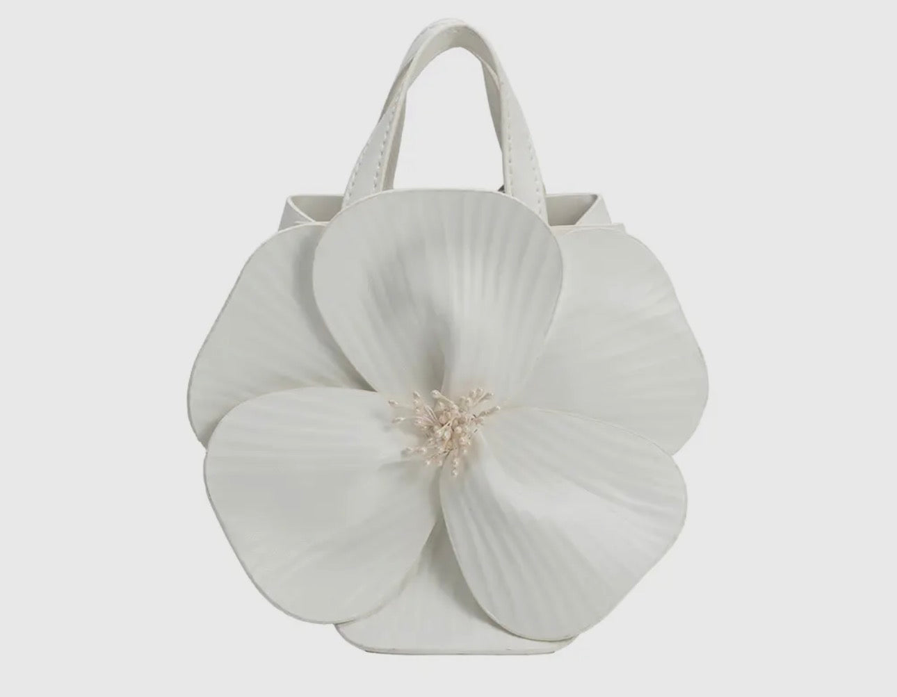 Monroe Ivory Flower Vegan Leather Top Handle Bag