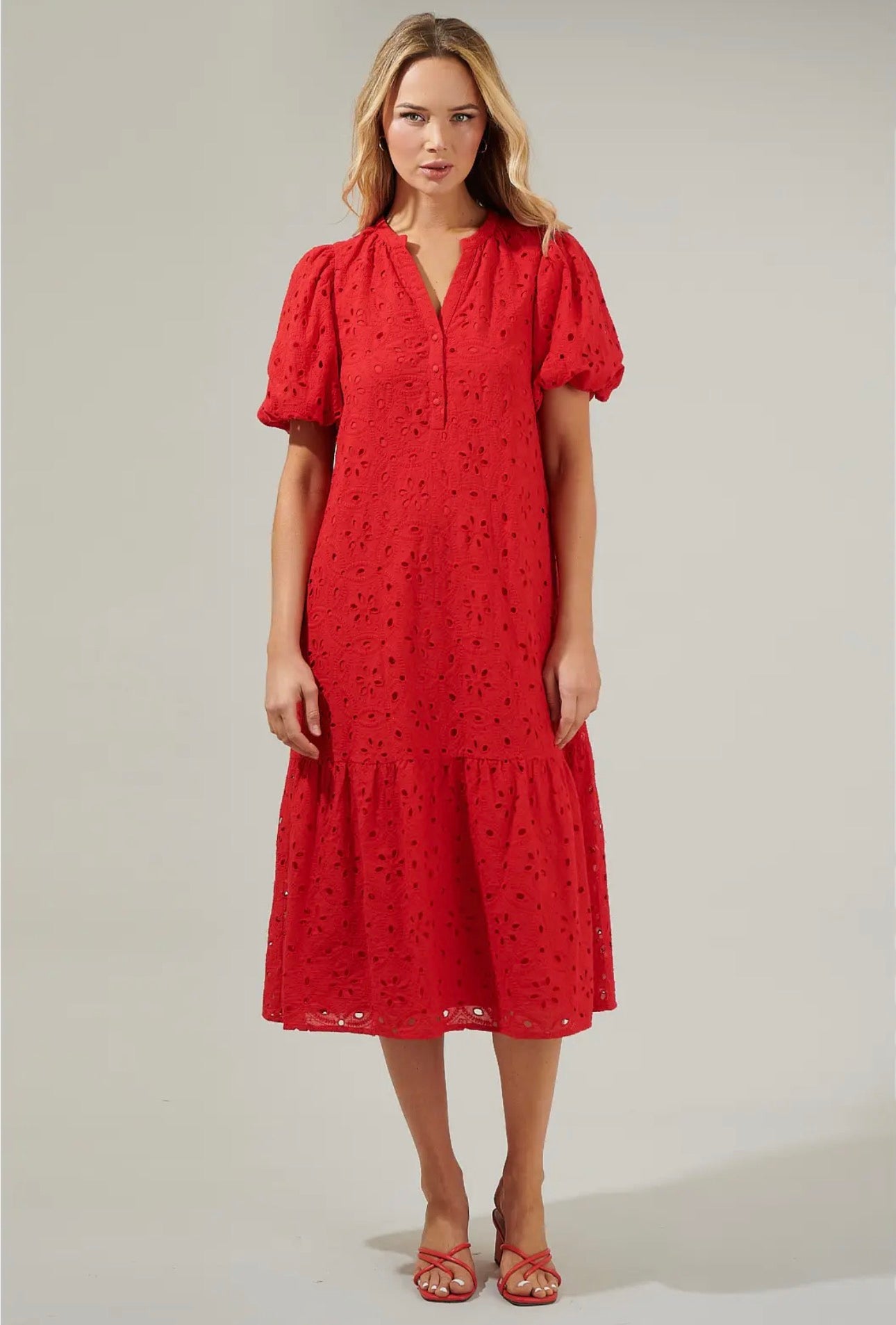 A Perfect Day Eyelet Midi Dress
