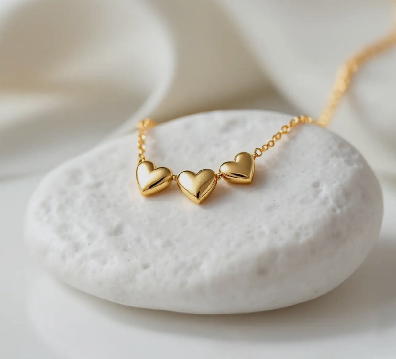 Triple Bubble Heart | Gold Plated Necklace