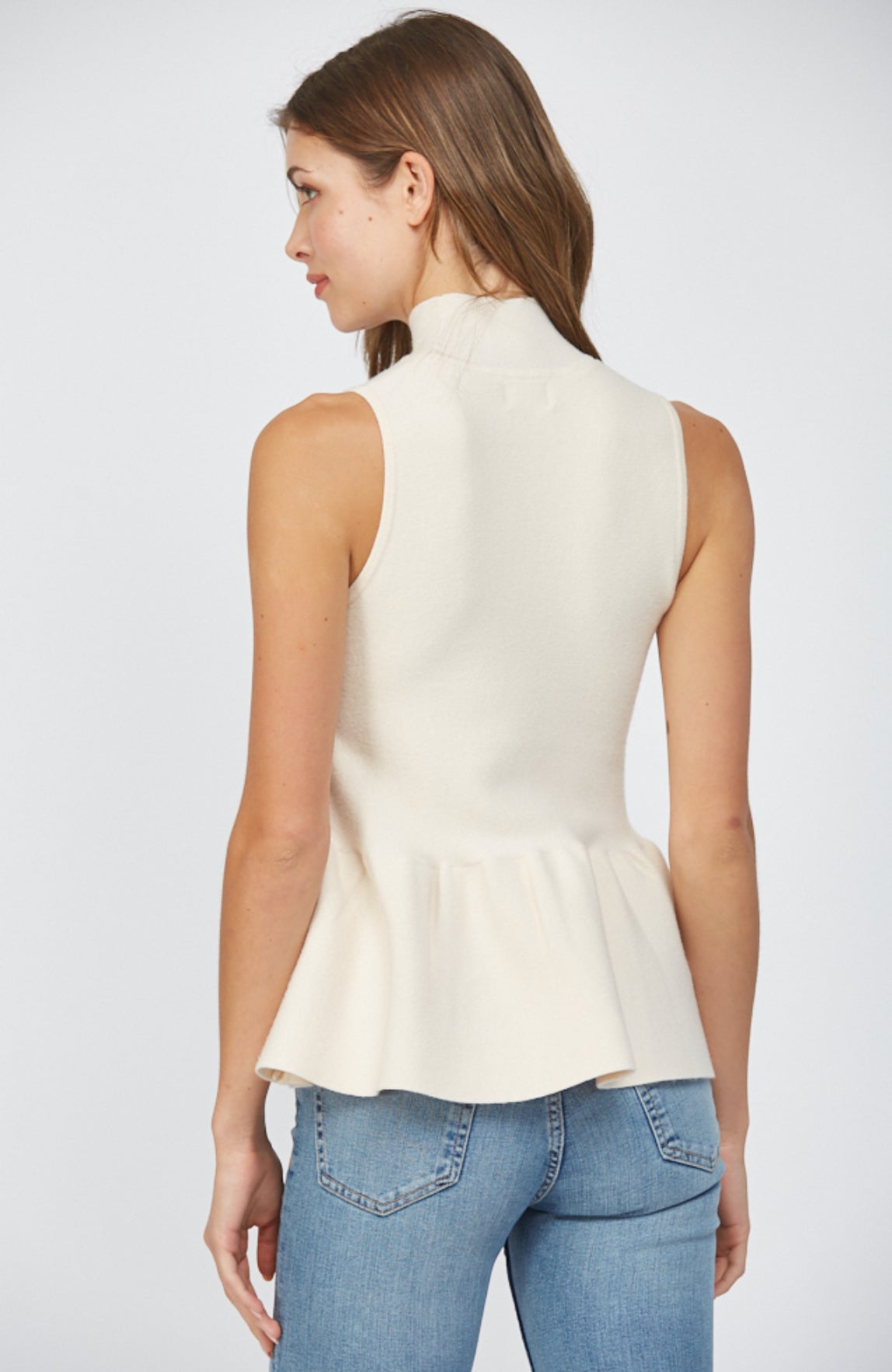 Peplum Mock Neck Sweater Tank