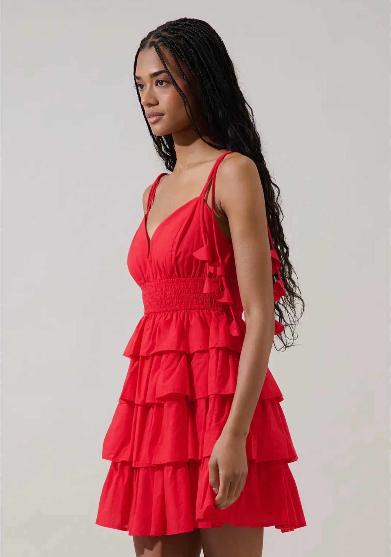 Georgia Red Ruffle Tiered Dress