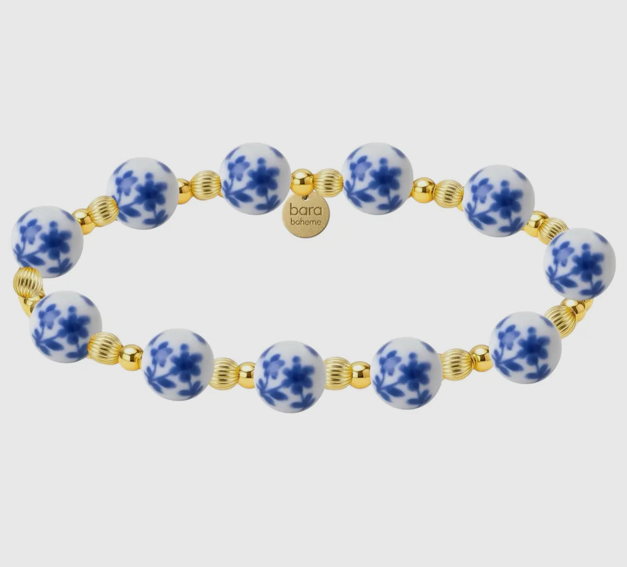 Peach Blossom | Gold Filled Beaded Bracelet with Porcelain