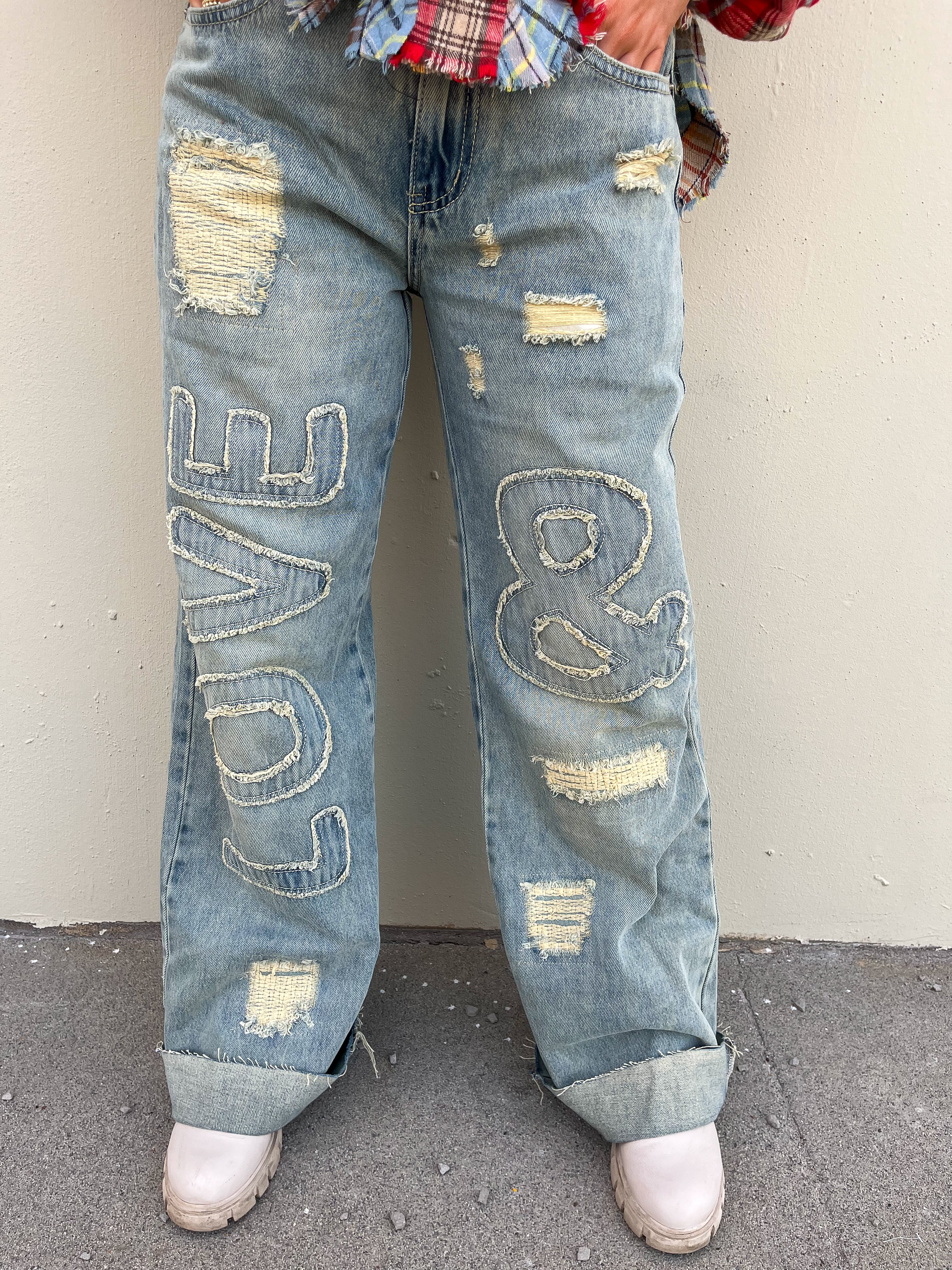 We're The Free Patched Denim