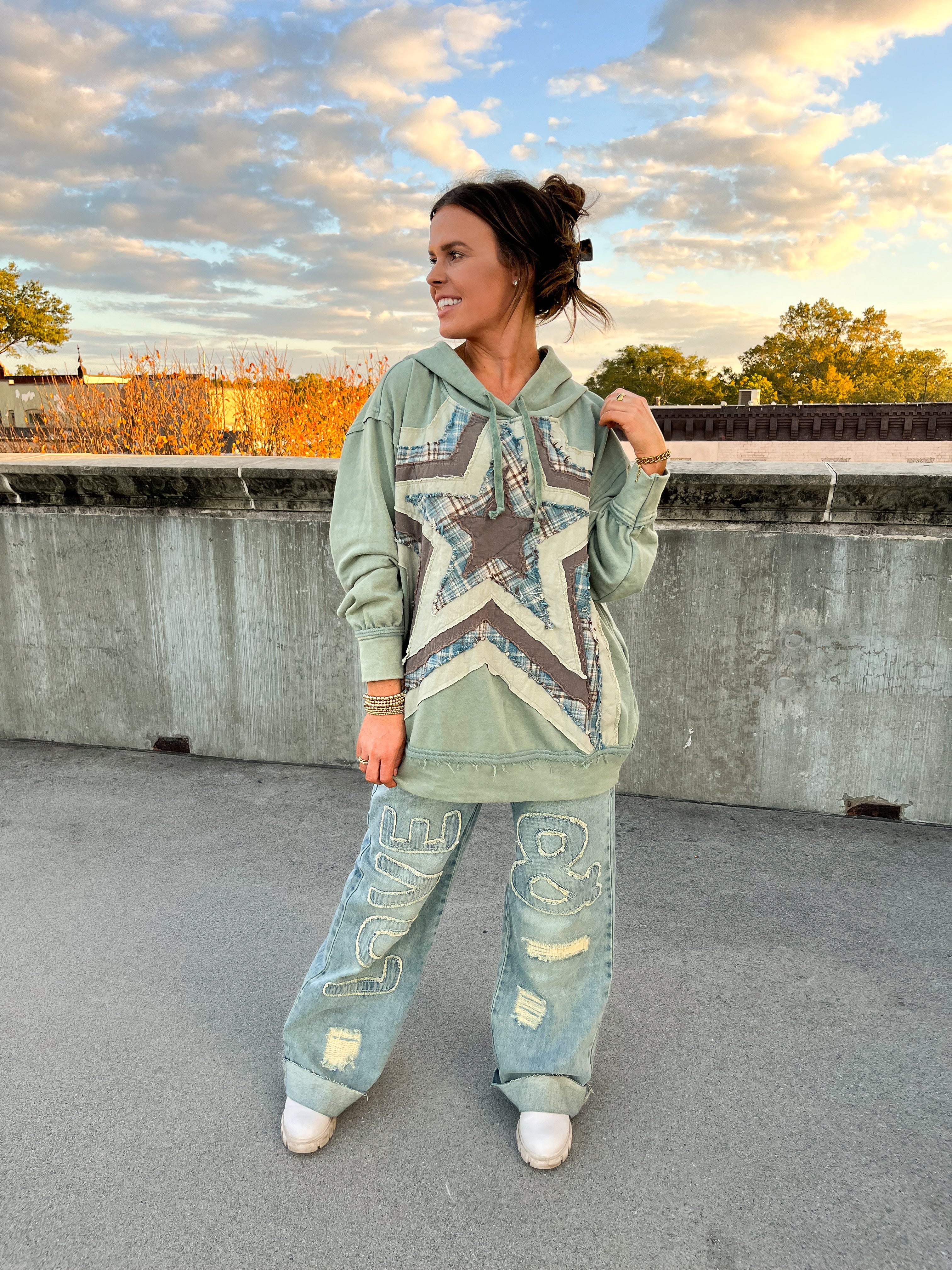 We're The Free Patched Denim