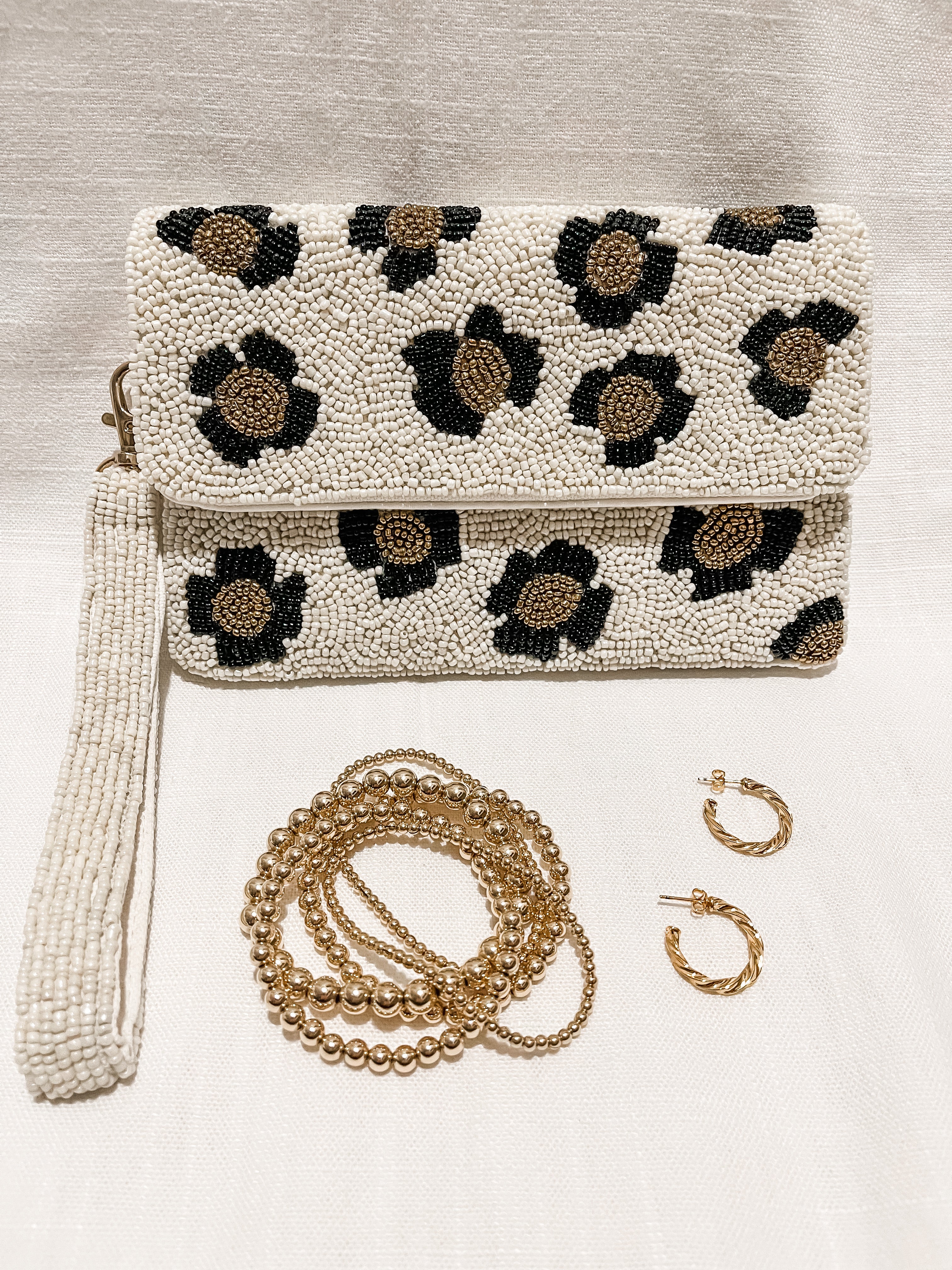 Leopard Beaded Clutch