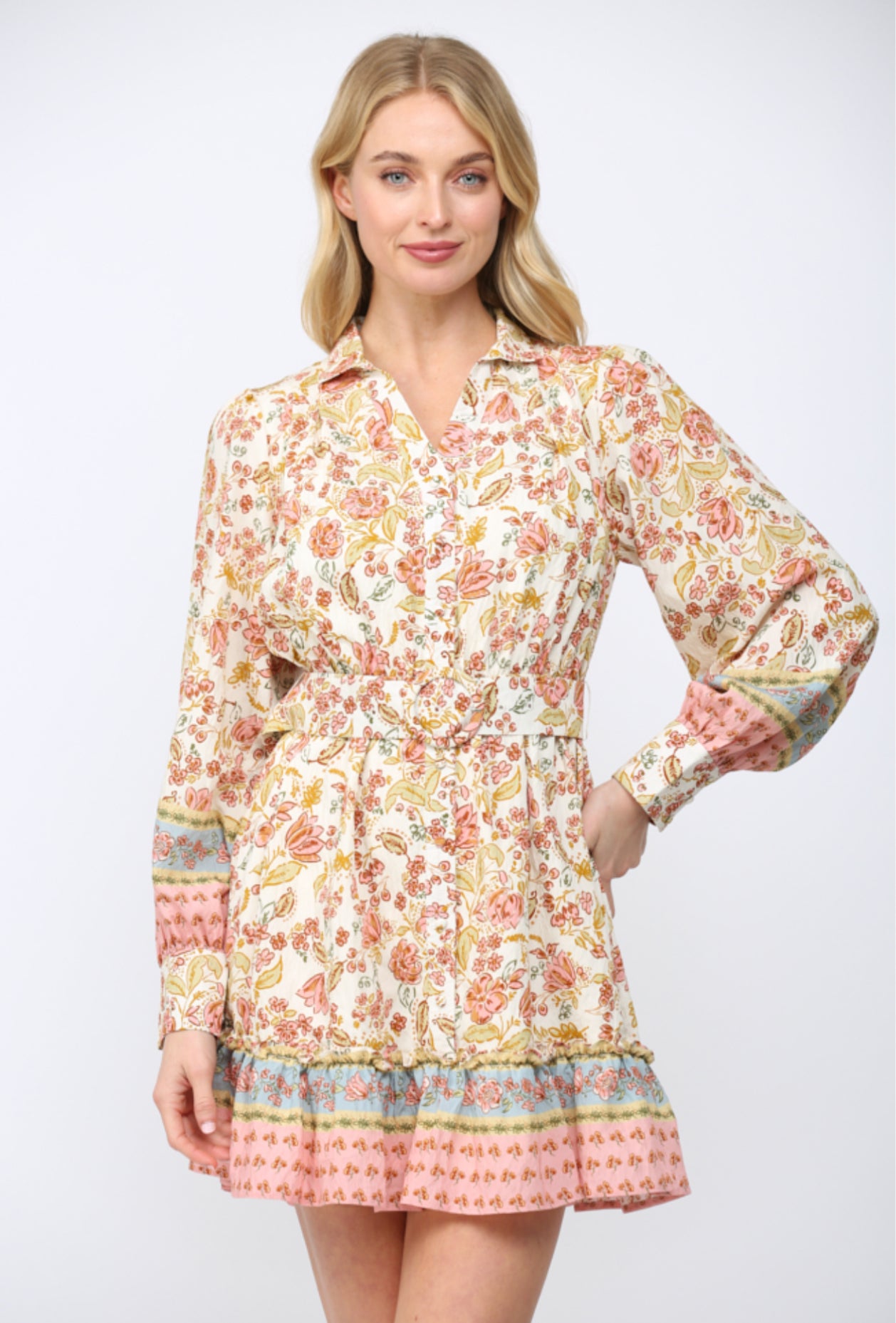 Pretty in Floral Belt Dress