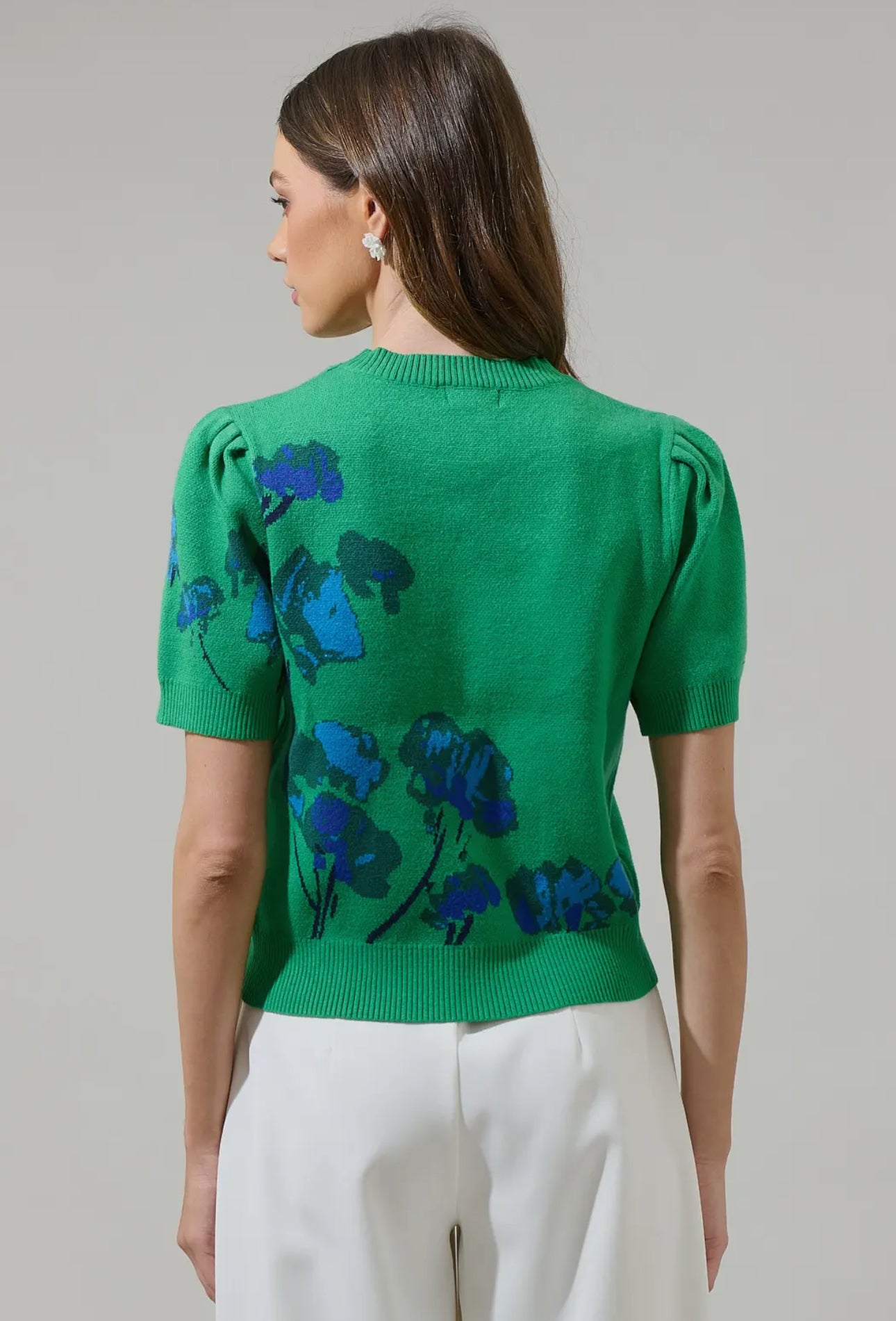 Floral Pleated Sweater Top