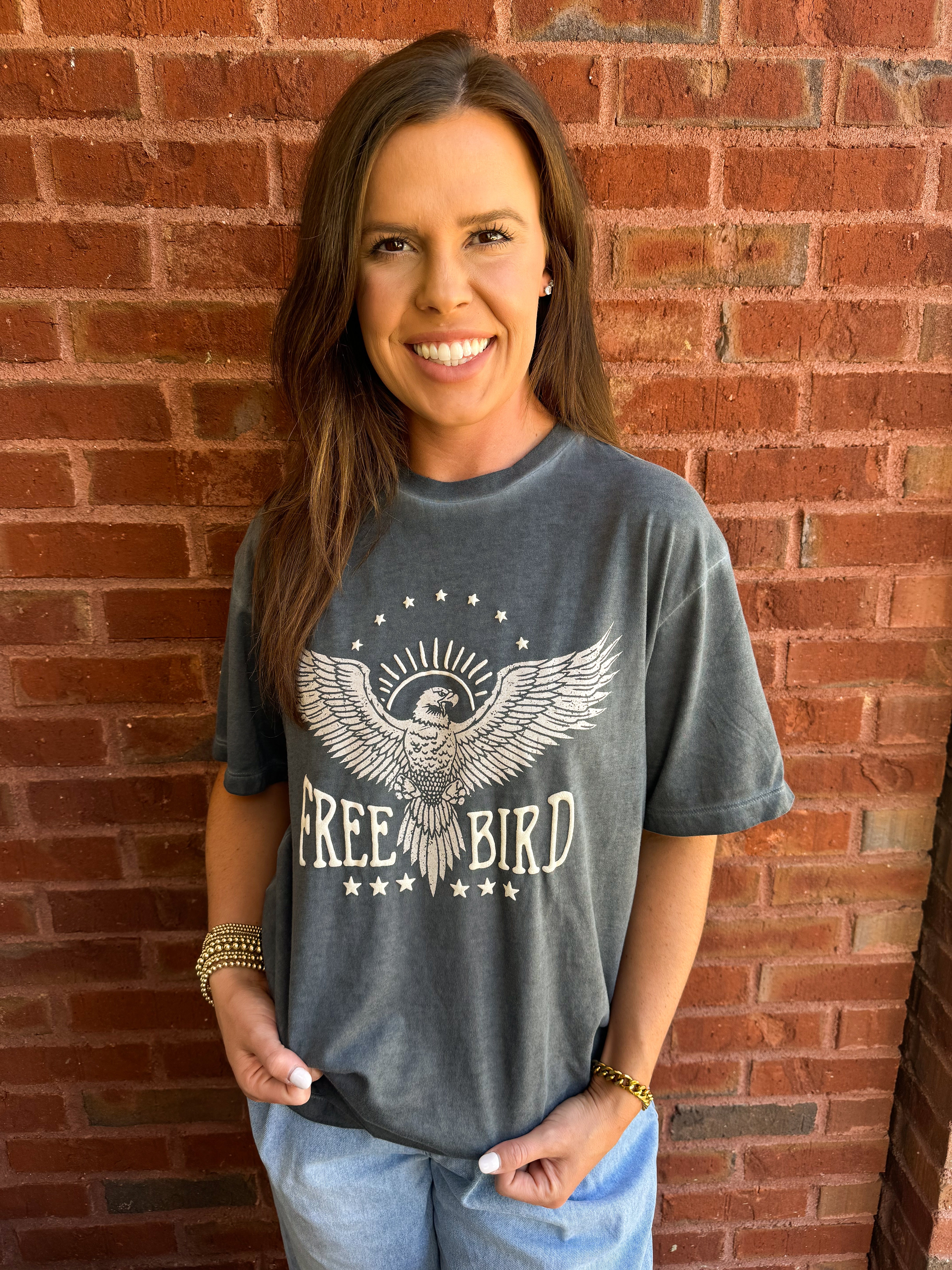 Vintage Free Bird Puff Graphic T-Shirt