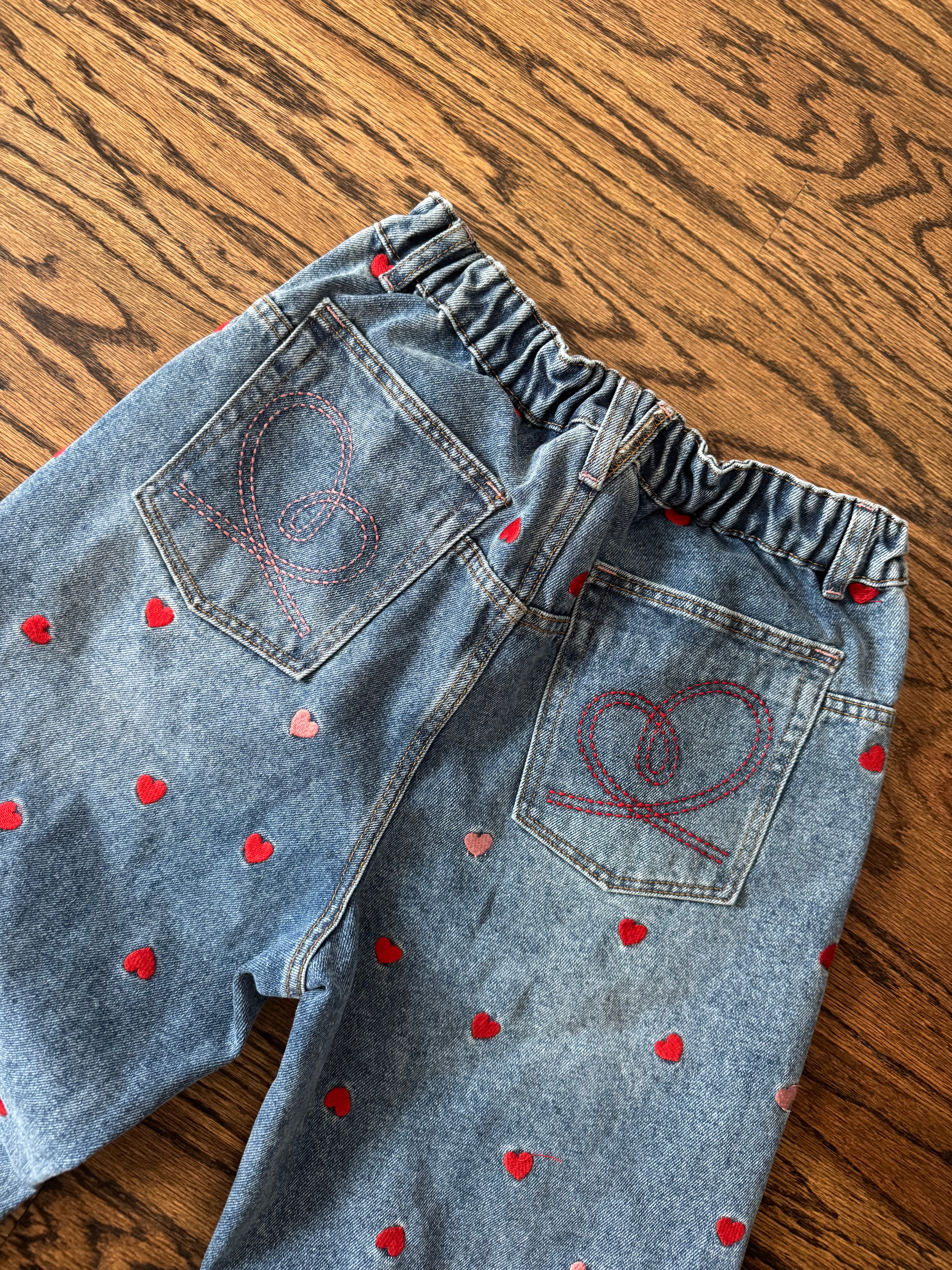 Washed Heart Embroidered Jeans
