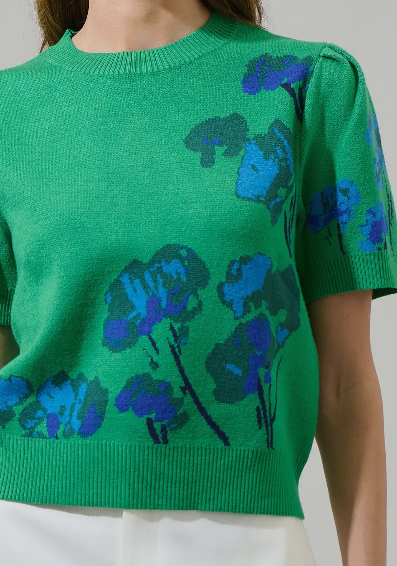 Floral Pleated Sweater Top