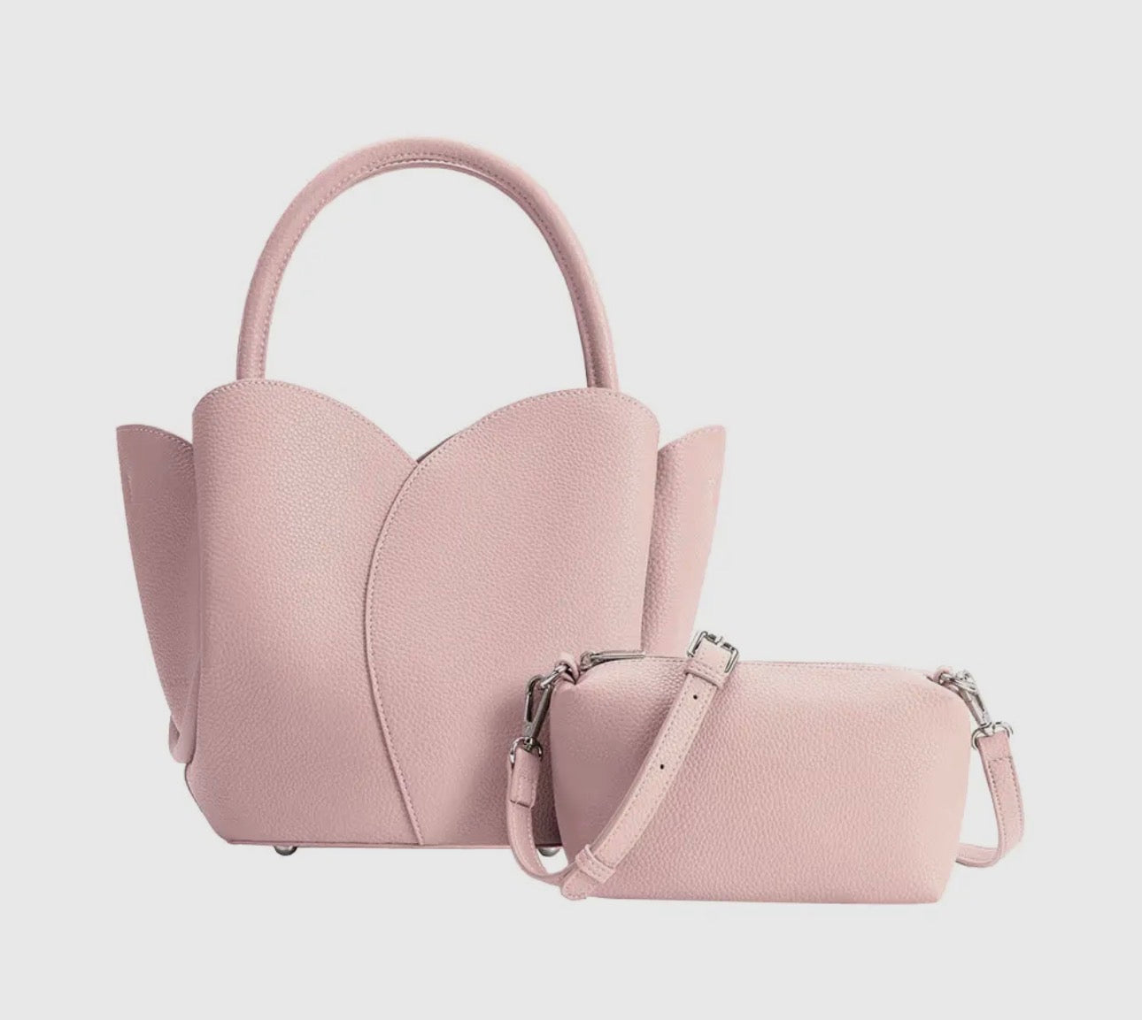 Tulip Pink Vegan Leather Top Handle Bag